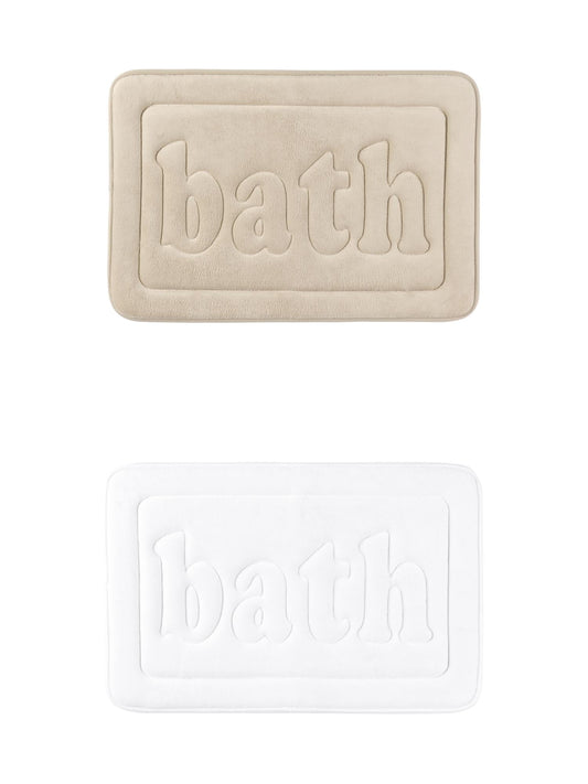 Unique Bargains 2 Pcs Bath Mat Non Skid Bottom Bath Rugs White/Khaki 20" x 32"