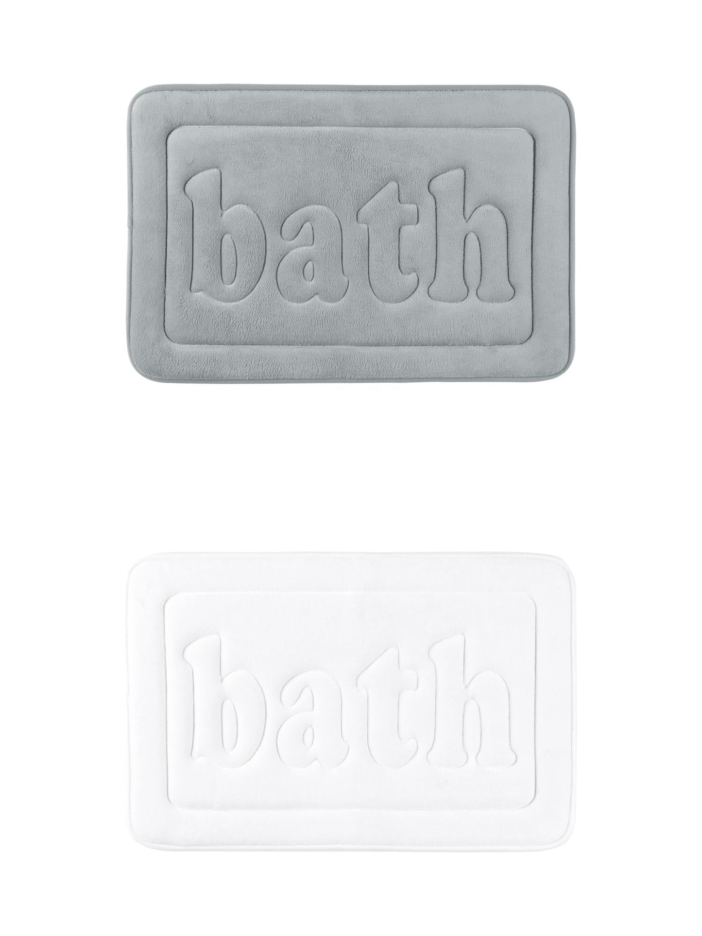 Unique Bargains 2 Pcs Bath Mat Non Skid Bottom Bath Rugs White/Light Grey 20" x 32"