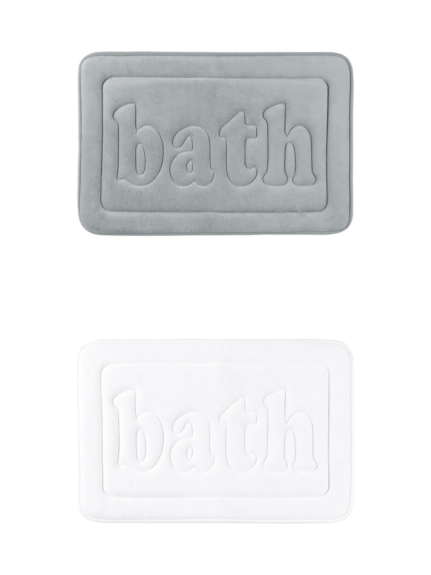 Unique Bargains 2 Pcs Bath Mat Non Skid Bottom Bath Rugs White/Light Grey 20" x 32"