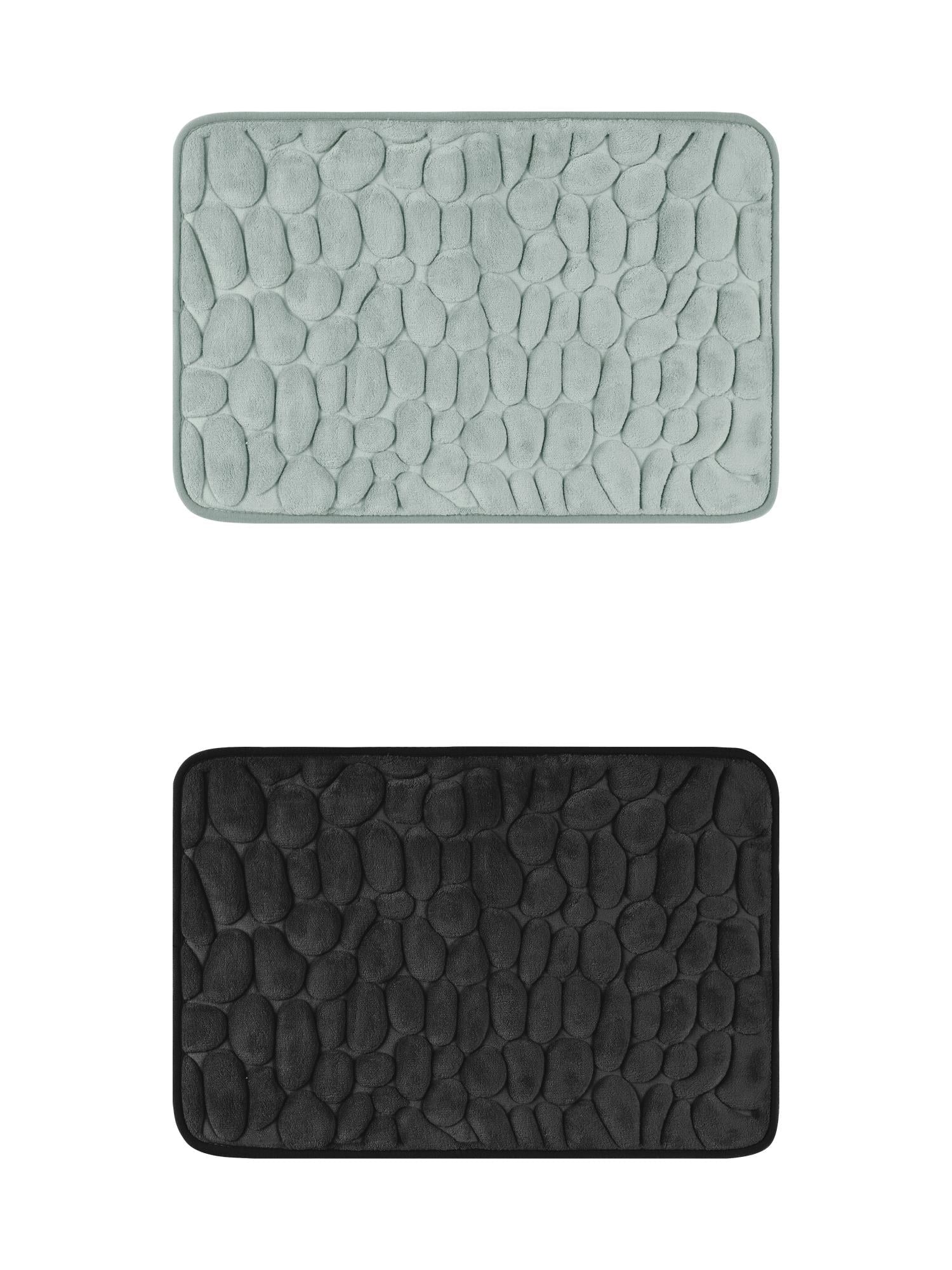 Unique Bargains 2 Pcs Bath Mat Quick Dry Bath Mats Black/Grey 16" x 24"