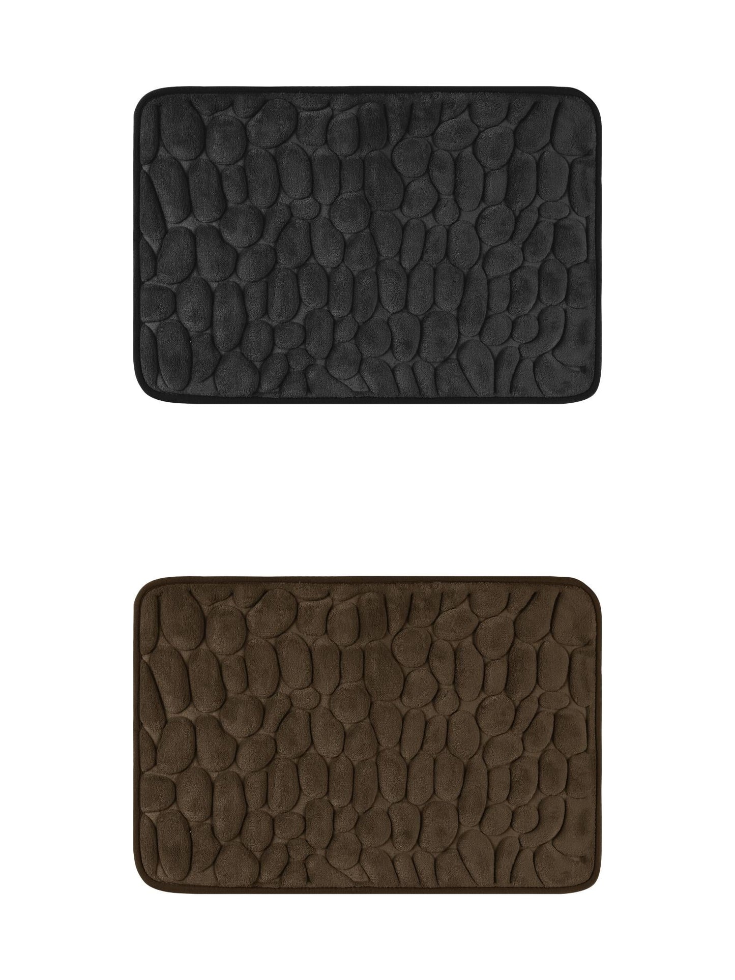 Unique Bargains 2 Pcs Bath Mat Quick Dry Bath Mats Brown/Black 20" x 32"