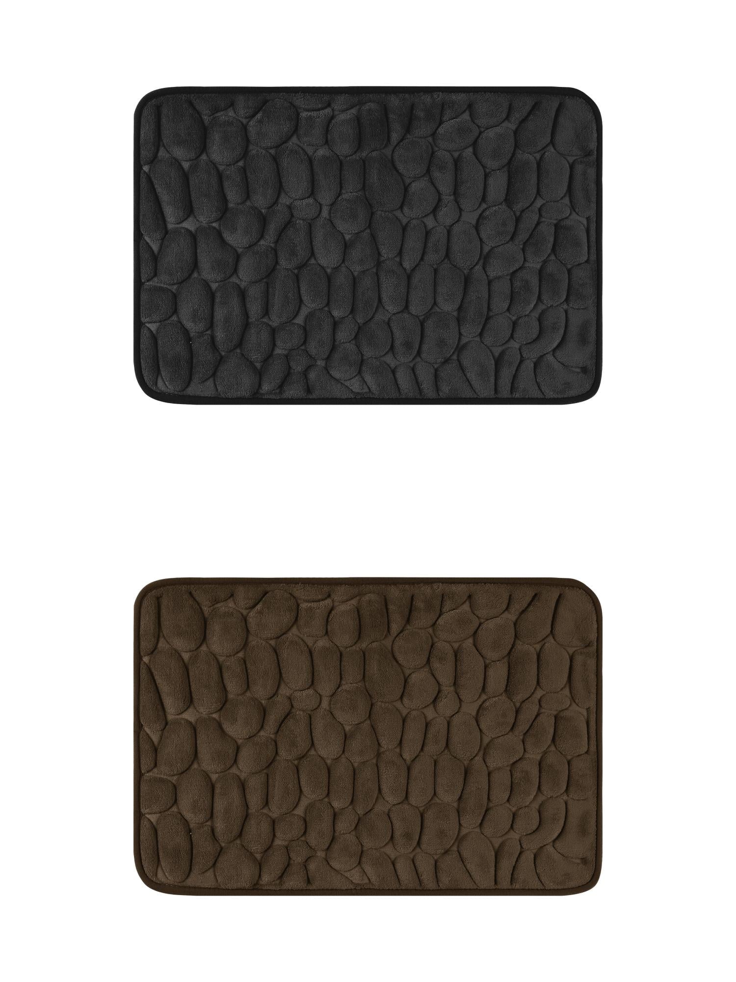 Unique Bargains 2 Pcs Bath Mat Quick Dry Bath Mats Brown/Black 20" x 32"