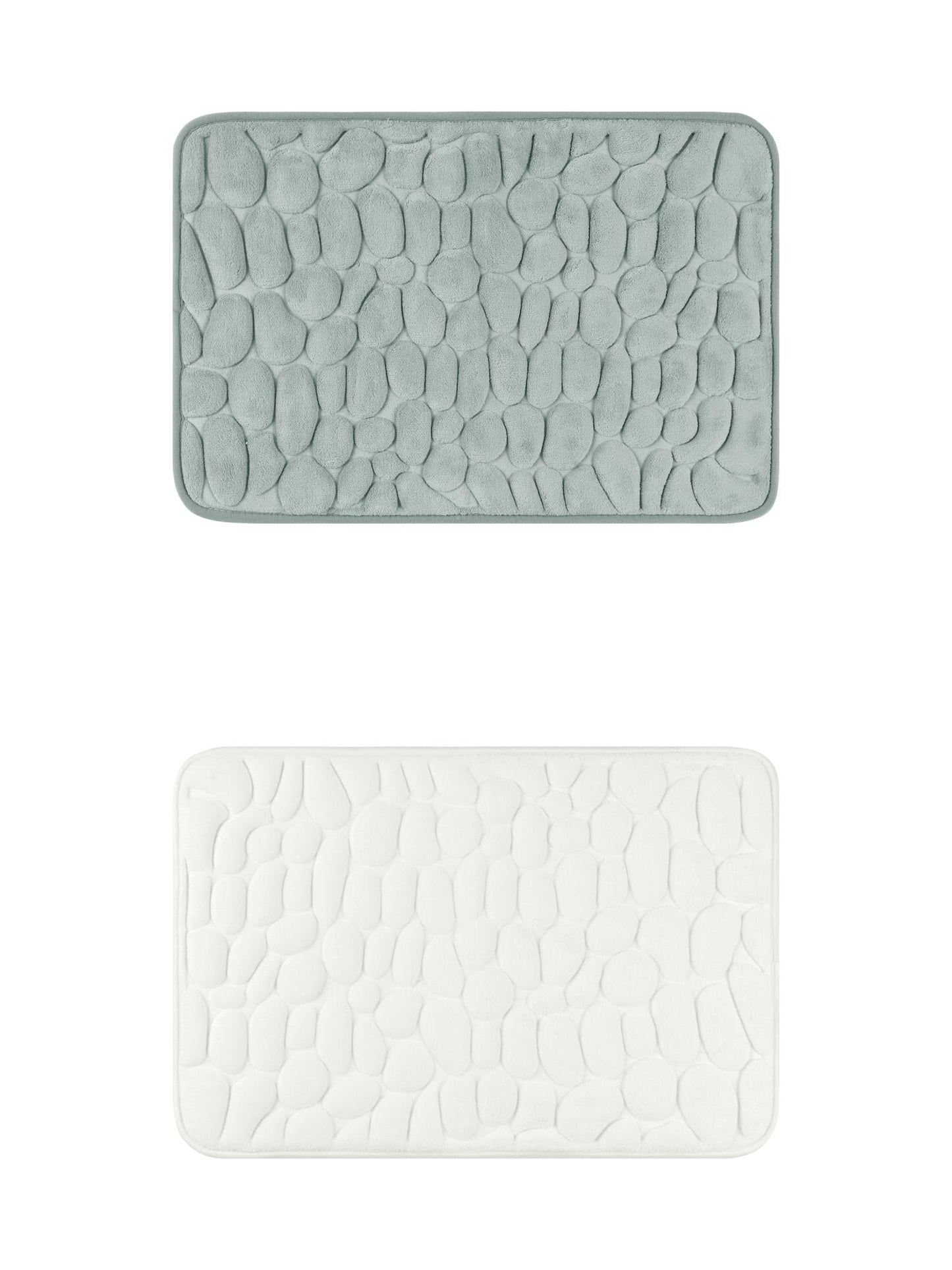 Unique Bargains 2 Pcs Bath Mat Quick Dry Bath Mats Grey/Milky White 16" x 24"