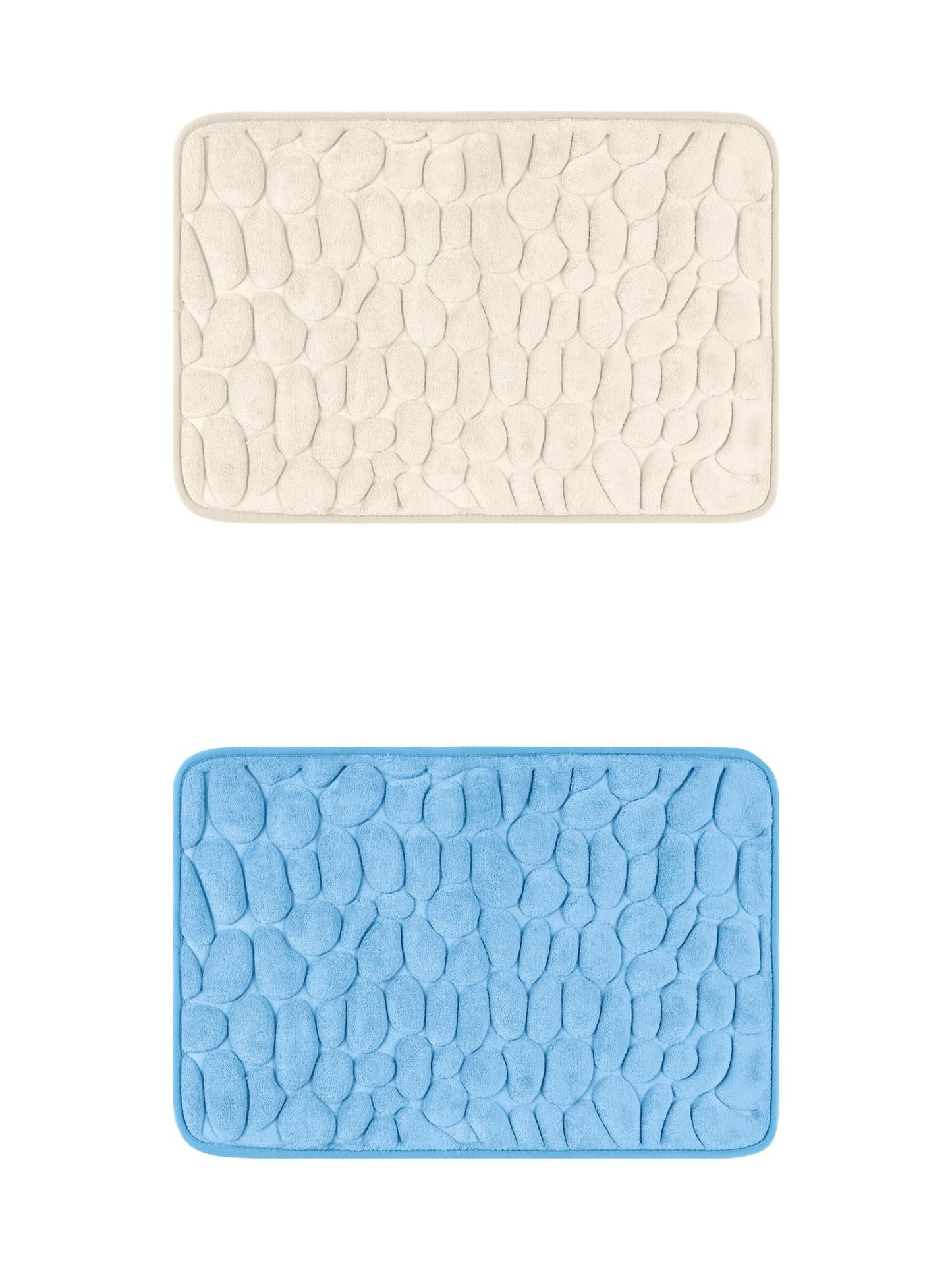 Unique Bargains 2 Pcs Bath Mat Quick Dry Bath Mats Khaki/Light Blue 16" x 24"