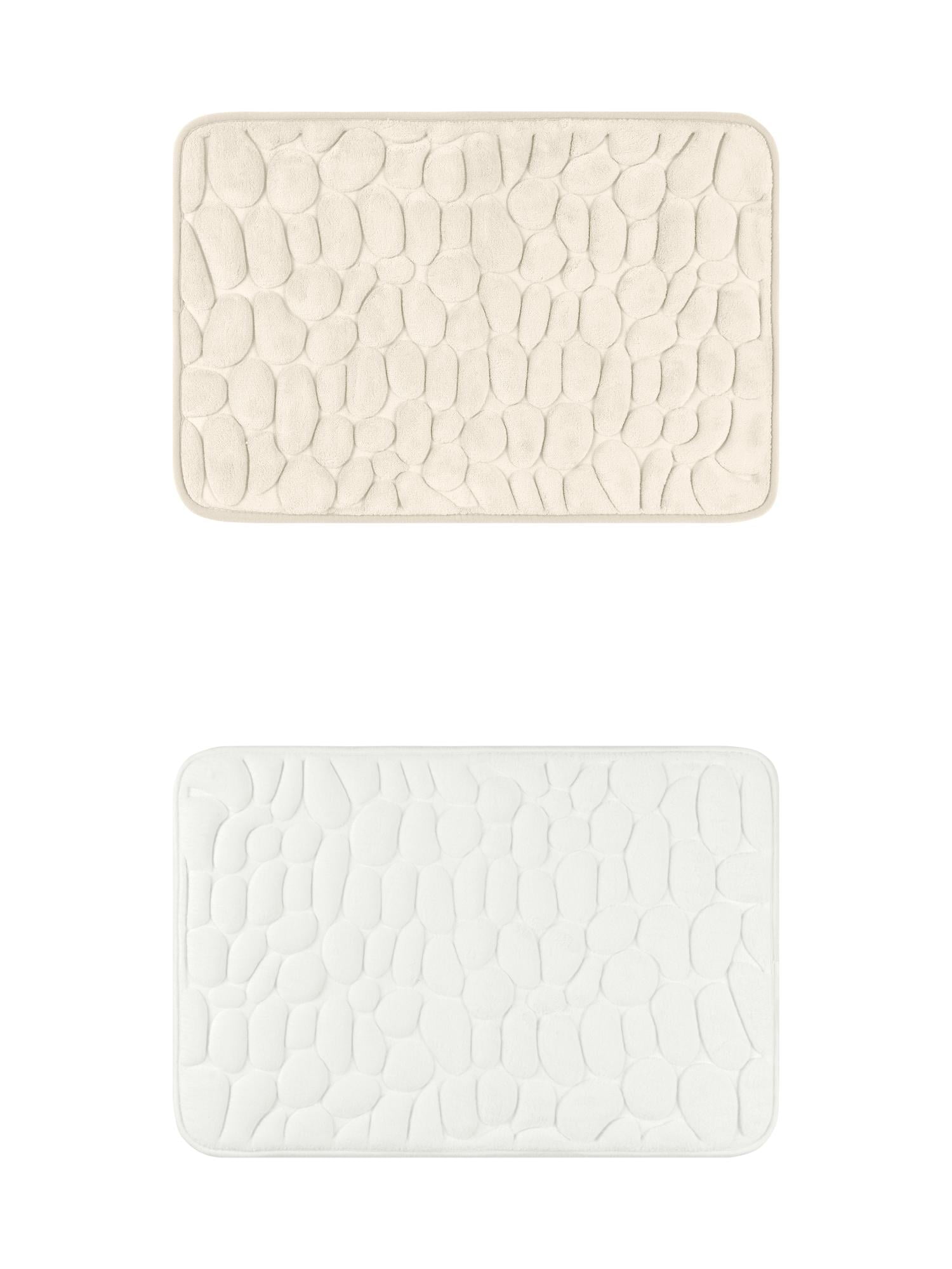 Unique Bargains 2 Pcs Bath Mat Quick Dry Bath Mats Khaki/Milky White 16" x 24"
