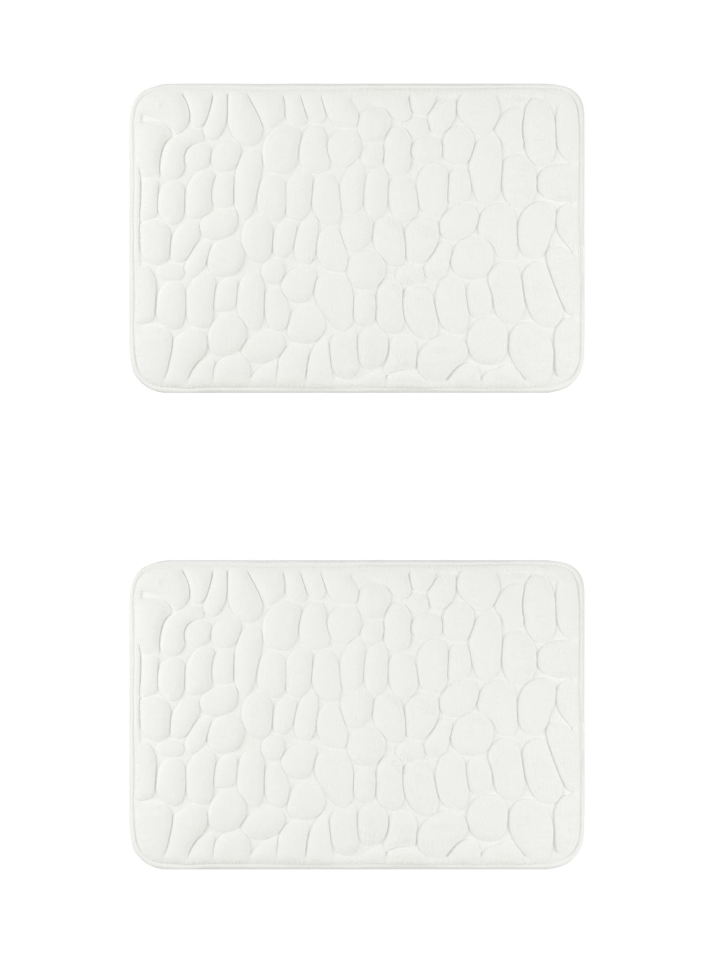 Unique Bargains 2 Pcs Bath Mat Quick Dry Bath Mats Milky White 16" x 24"/20" x 32"