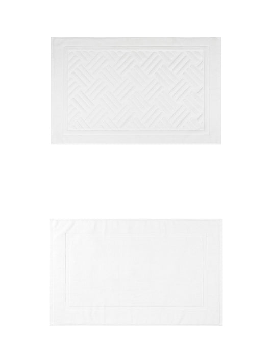 Unique Bargains 2 Pcs Cotton Banded Reversible Soft Bath Rug White/Beige 20" x 32"