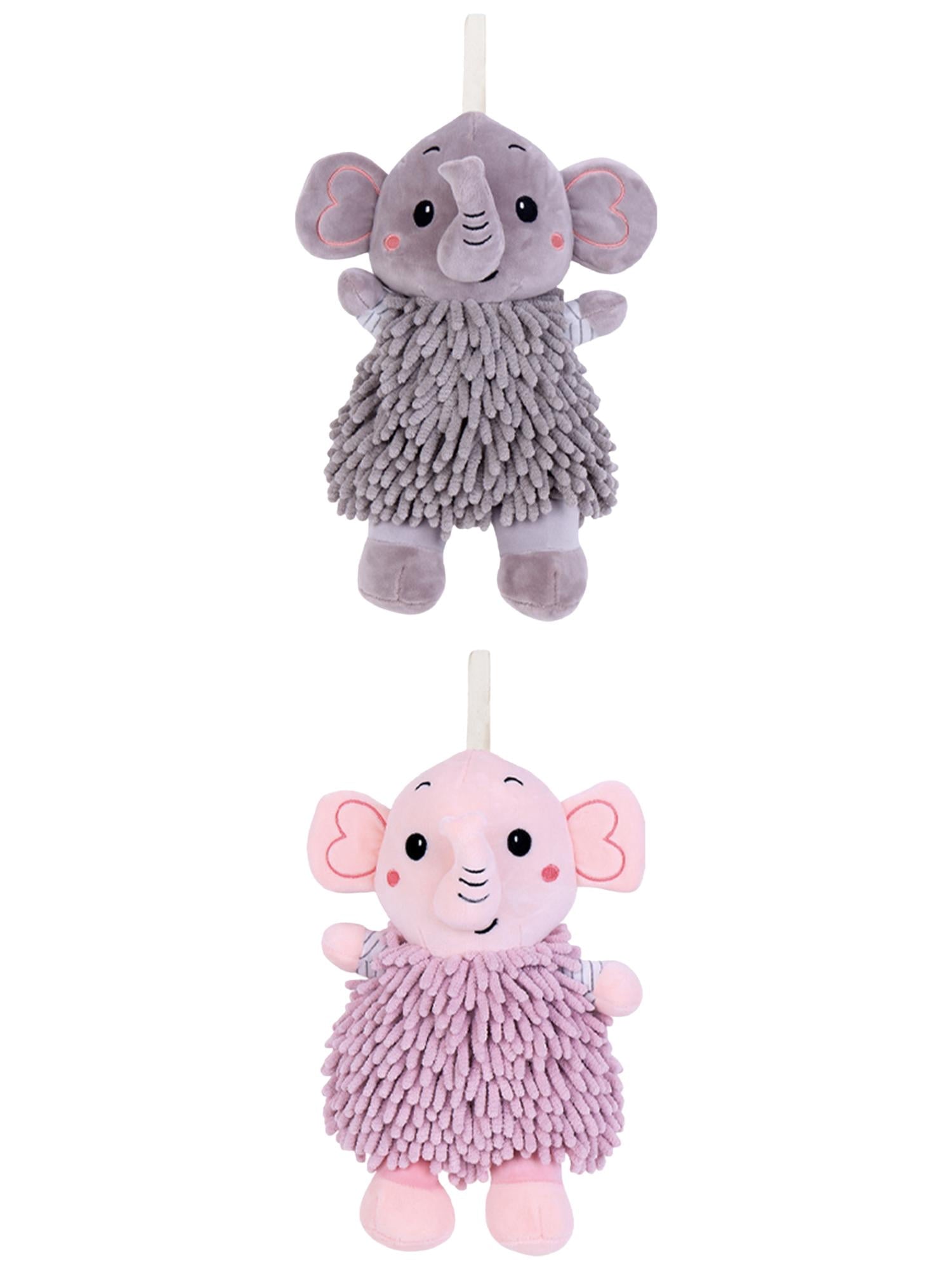 Unique Bargains 2 Pcs Elephant Hand Towel 7" x 11" Grey/Pink