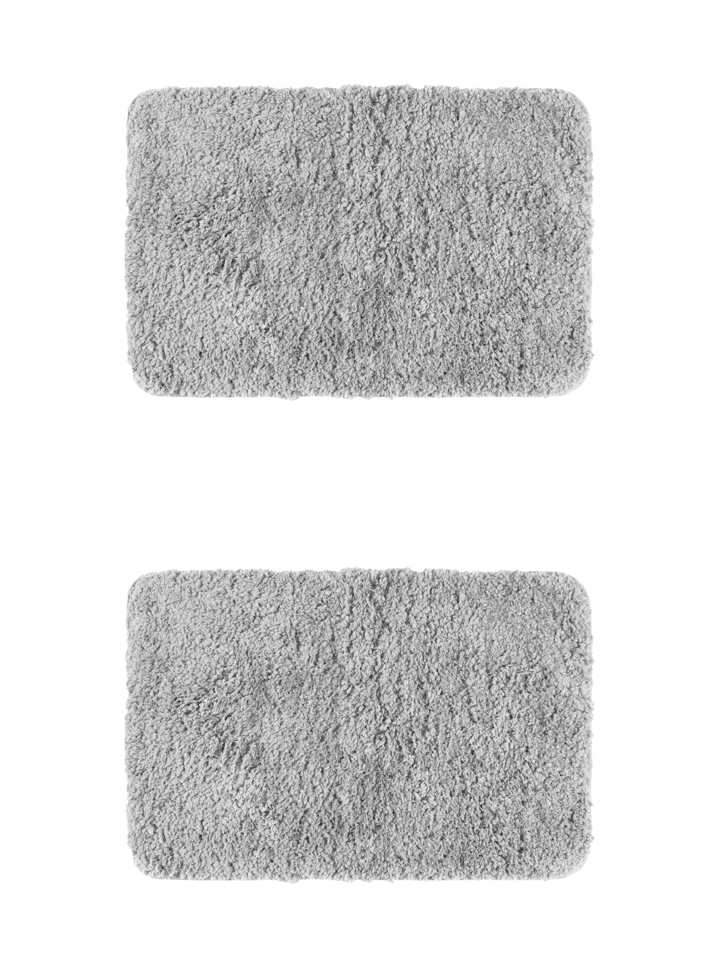 Unique Bargains 2 Pcs Extra Soft Thick Microfiber Non-Slip Plush Bath Mats Grey 16" x 24"/20" x 32"