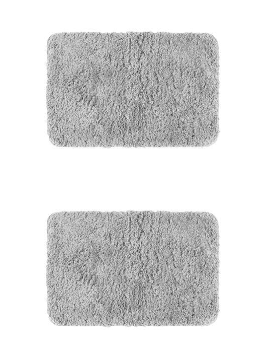 Unique Bargains 2 Pcs Extra Soft Thick Microfiber Non-Slip Plush Bath Mats Grey 16" x 24"