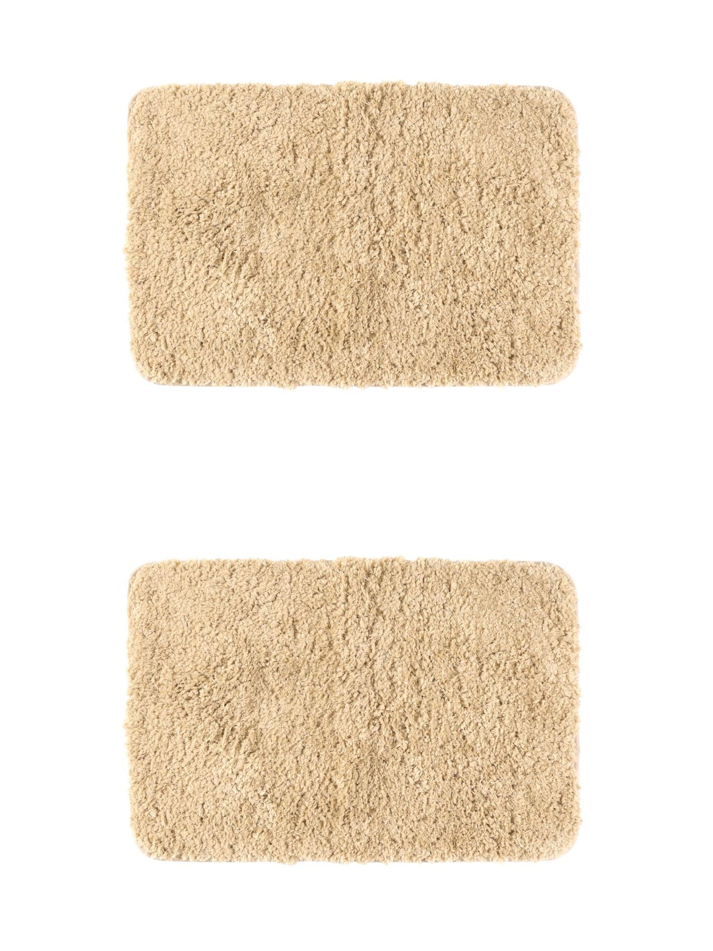 Unique Bargains 2 Pcs Extra Soft Thick Microfiber Non-Slip Plush Bath Mats Khaki 20" x 32"
