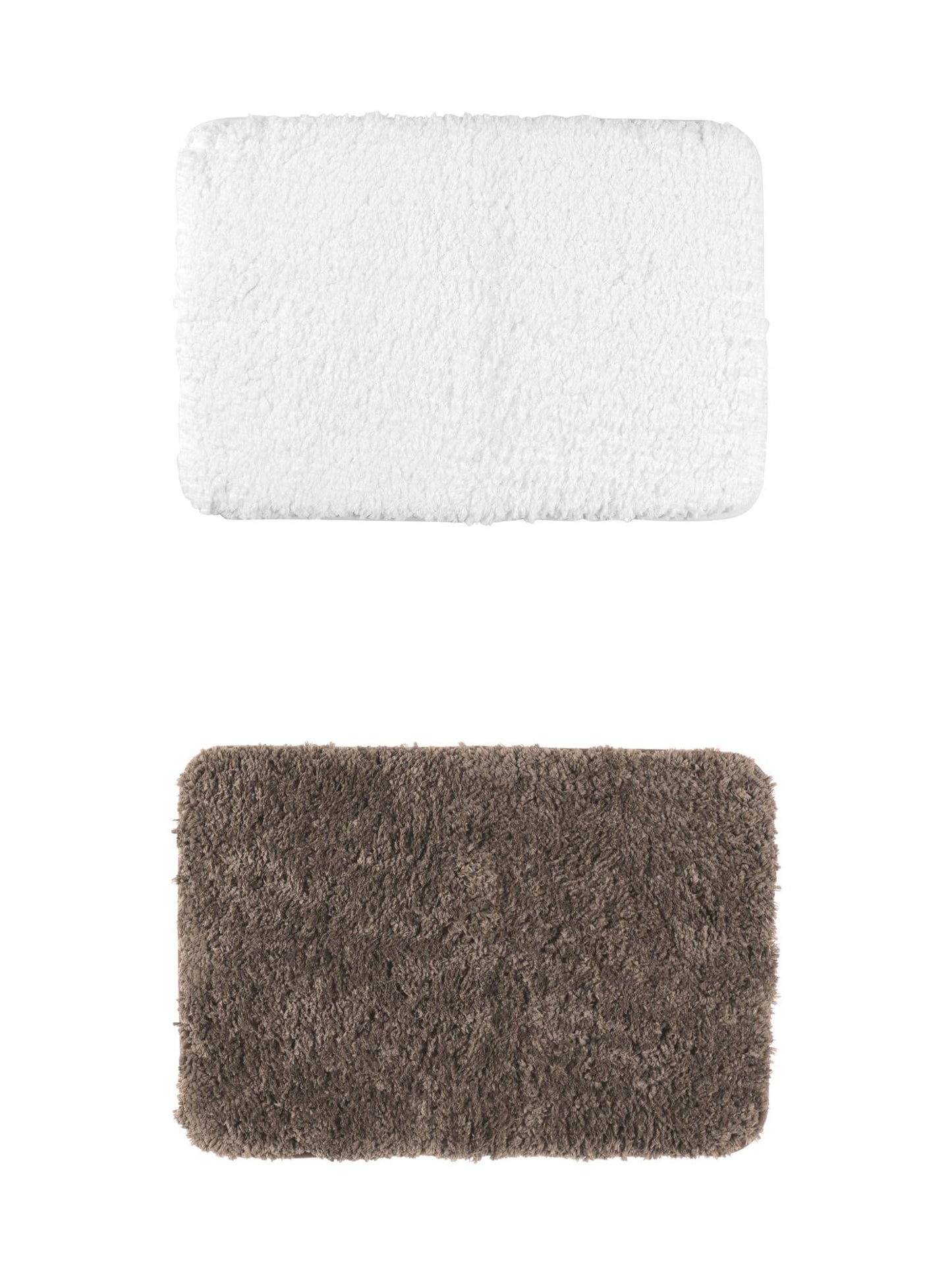 Unique Bargains 2 Pcs Extra Soft Thick Microfiber Non-Slip Plush Bath Mats White/Brown 16" x 24"