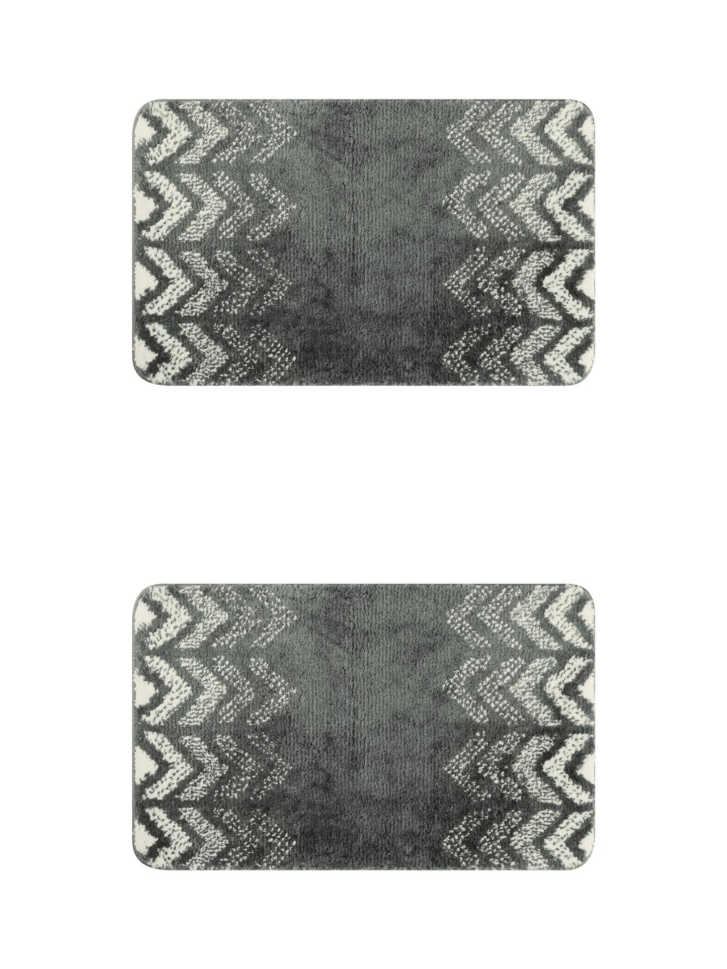 Unique Bargains 2 Pcs Geometric Patterns Bathroom Mats Absorbent Non-Slip Bath Rugs Dark Grey 20" x 32"