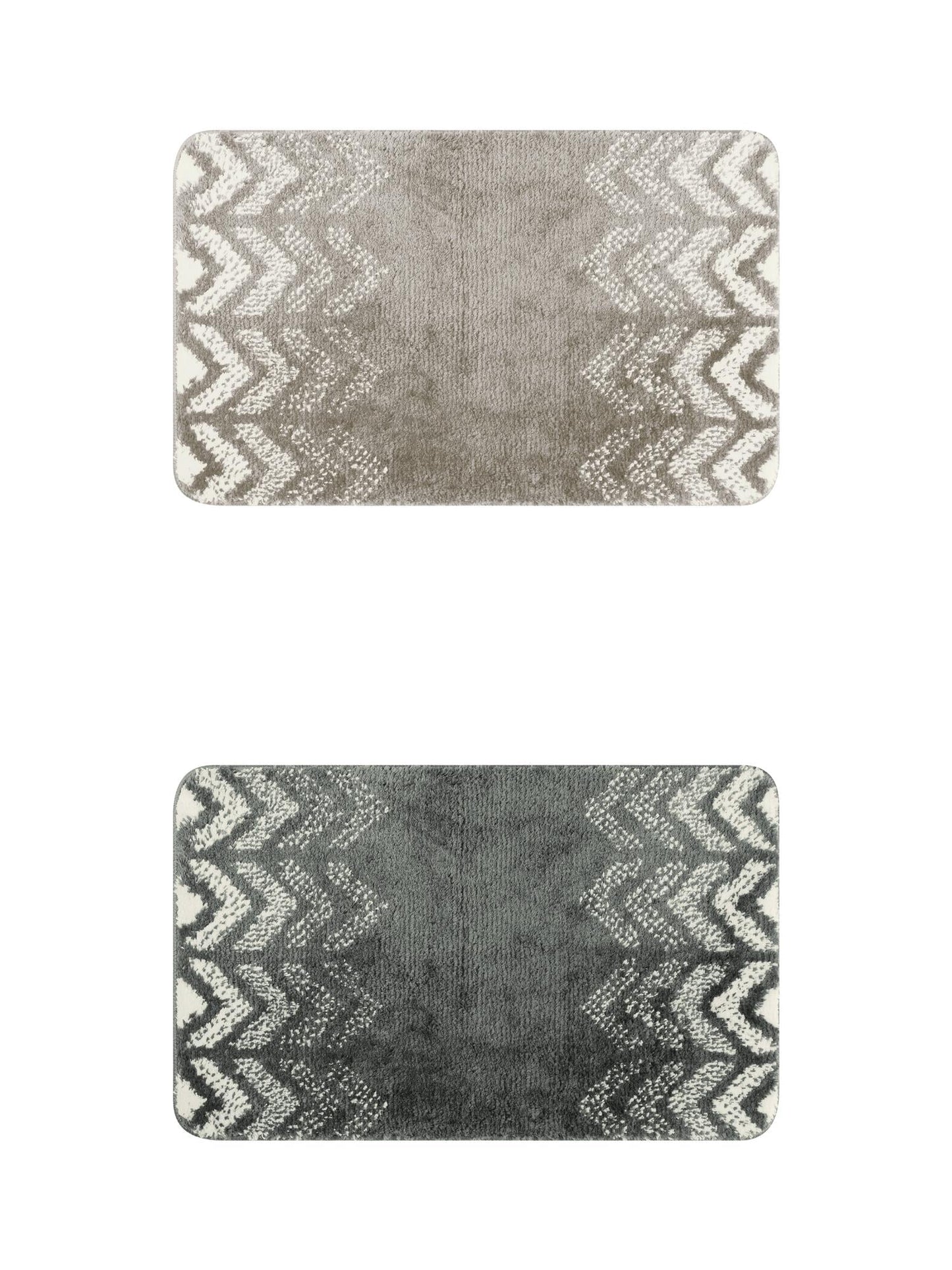 Unique Bargains 2 Pzas Tapetes de BaÃ±o con Patrones GeomÃ©tricos Absorbentes Antideslizantes Gris Oscuro/gris 20" x 32"