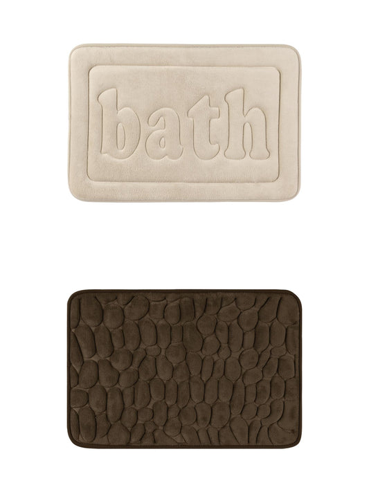 Unique Bargains 2 Pcs Memory Foam Absorbent Bathroom Rugs Brown/Khaki 20" x 32"