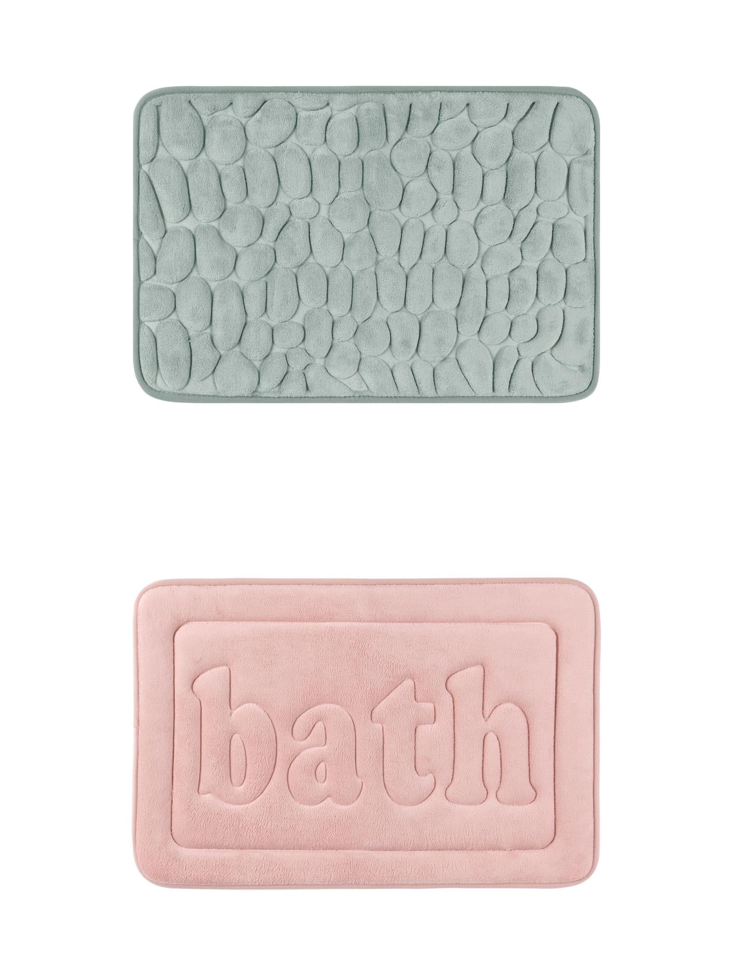 Unique Bargains 2 Pcs Memory Foam Absorbent Bathroom Rugs Grey/Pink 16" x 24"