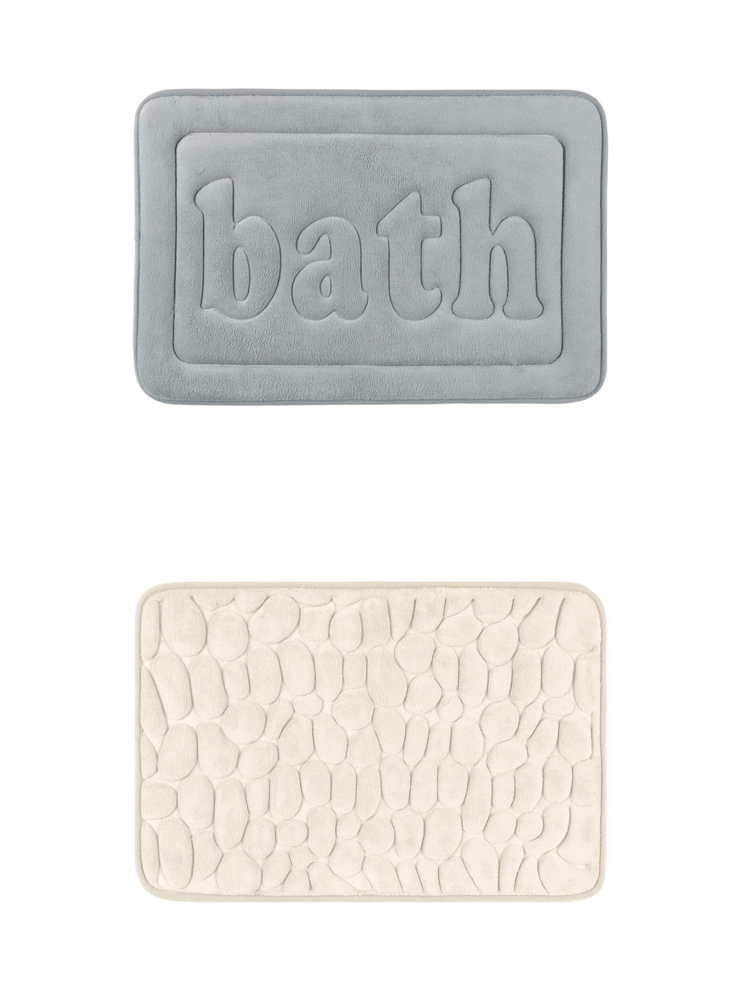 Unique Bargains 2 Pcs Memory Foam Absorbent Bathroom Rugs Khaki/Light Grey 16" x 24"