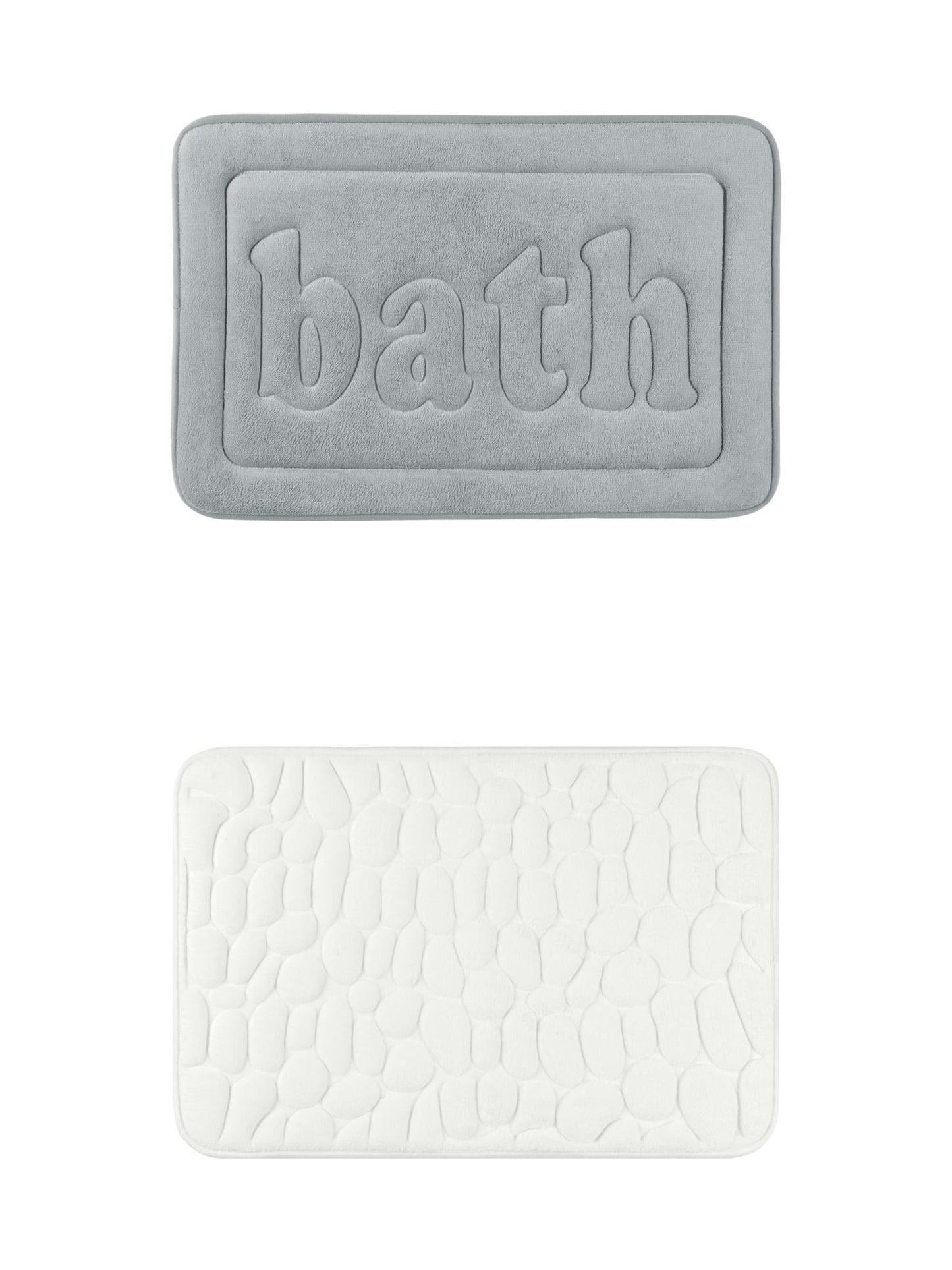 Unique Bargains 2 Pcs Memory Foam Absorbent Bathroom Rugs Milky White/Light Grey 16" x 24"