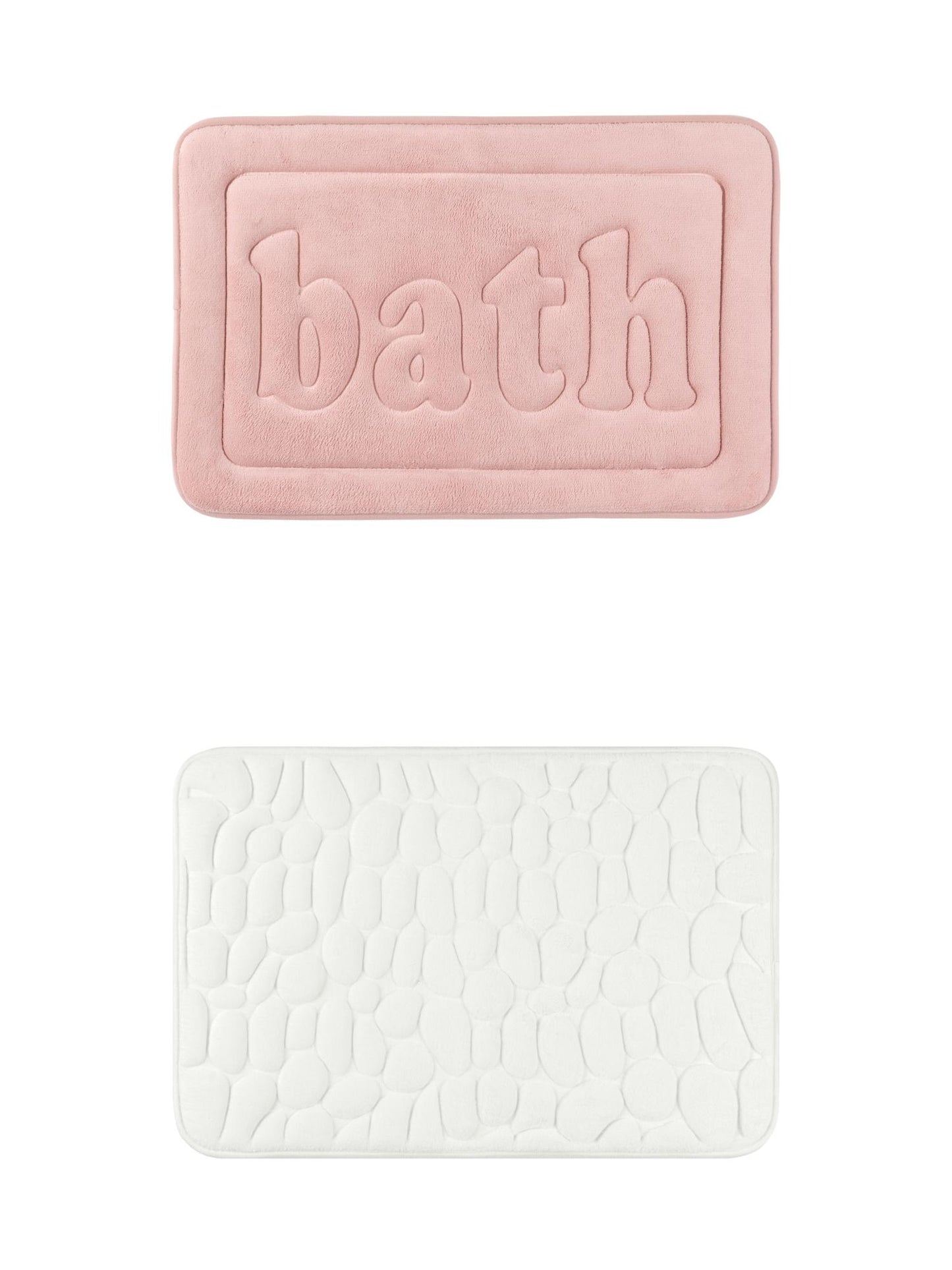 Unique Bargains 2 Pcs Memory Foam Absorbent Bathroom Rugs Milky White/Pink 20" x 32"