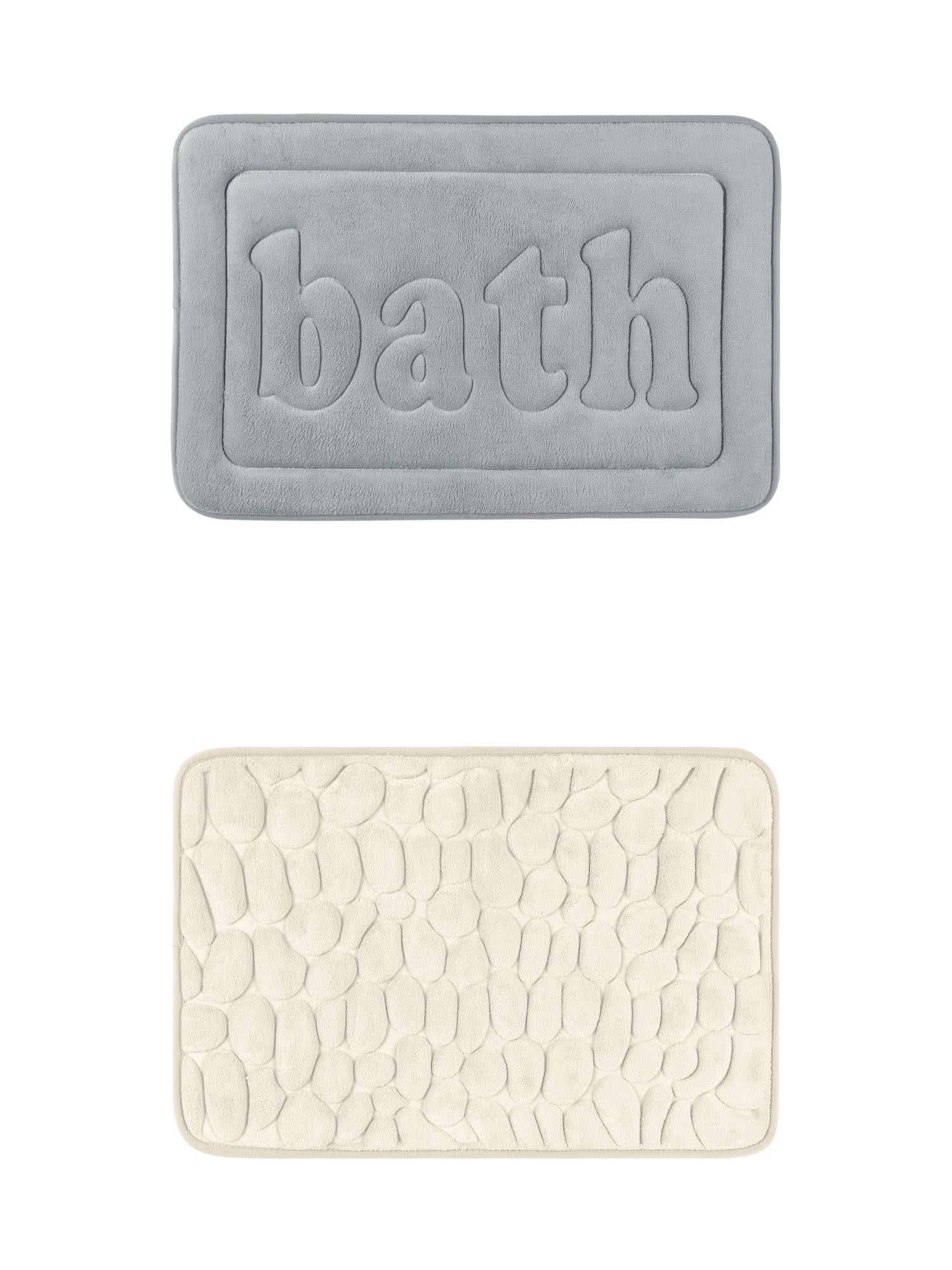 Unique Bargains 2 Pcs Memory Foam Rugs Khaki/Light Grey 16" x 24"