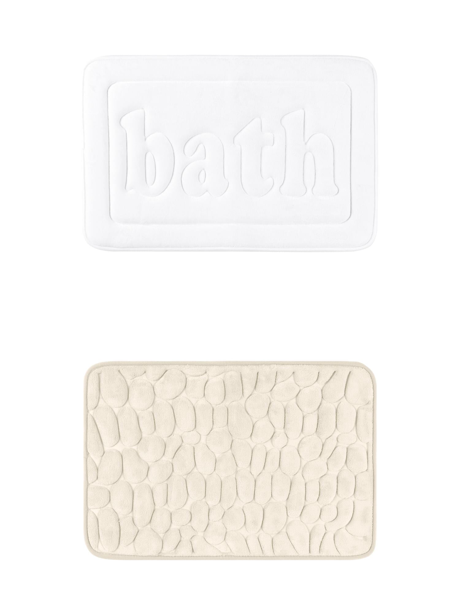 Unique Bargains 2 Pcs Memory Foam Rugs Khaki/White 20" x 32"