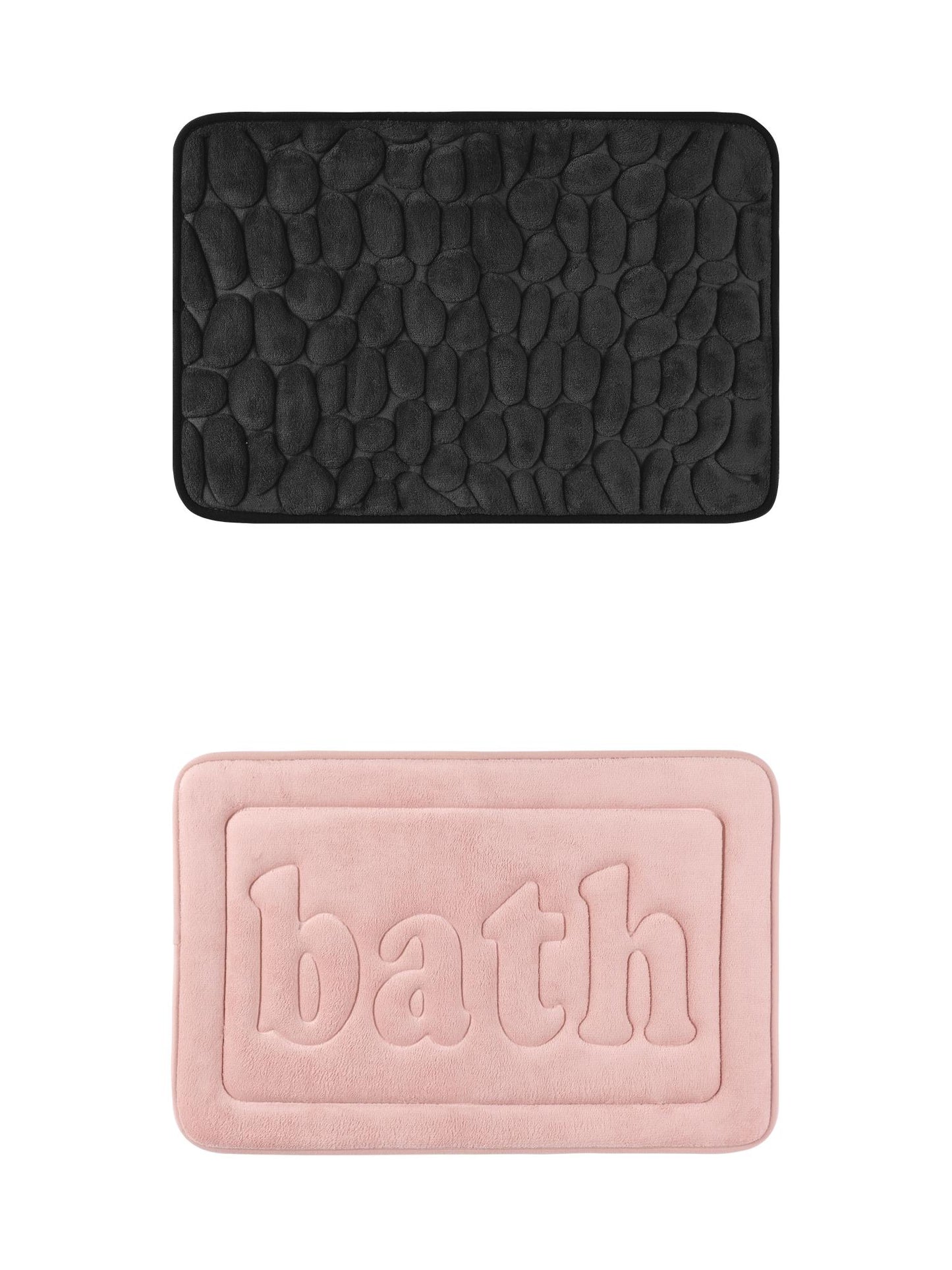 Unique Bargains 2 Pcs Memory Foam Rugs Pink/Black 16" x 24"