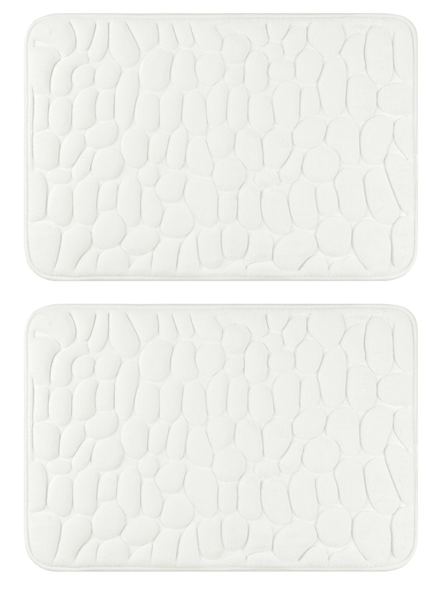 Unique Bargains 2 Pcs Non-Slip Memory Foam Bath Mat Soft Bathroom Rugs for Bathroom, Sink Milky White 16" x 24"