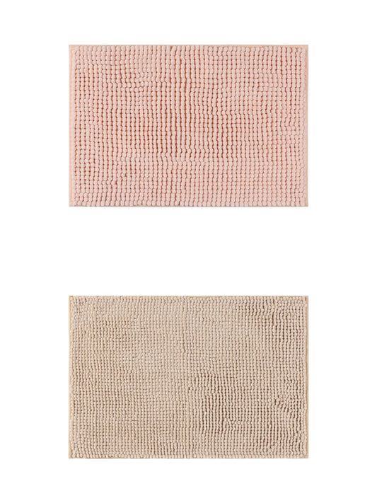 Unique Bargains 2 Pcs Non-Slip Microfiber Bathroom Mats Khaki/Pink 20" x 32"