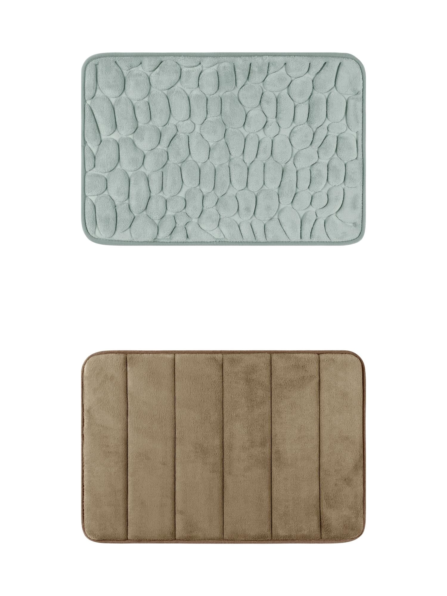 Unique Bargains 2 Pcs Non Slip Soft Bathroom Mat Grey/Brown 16" x 24"