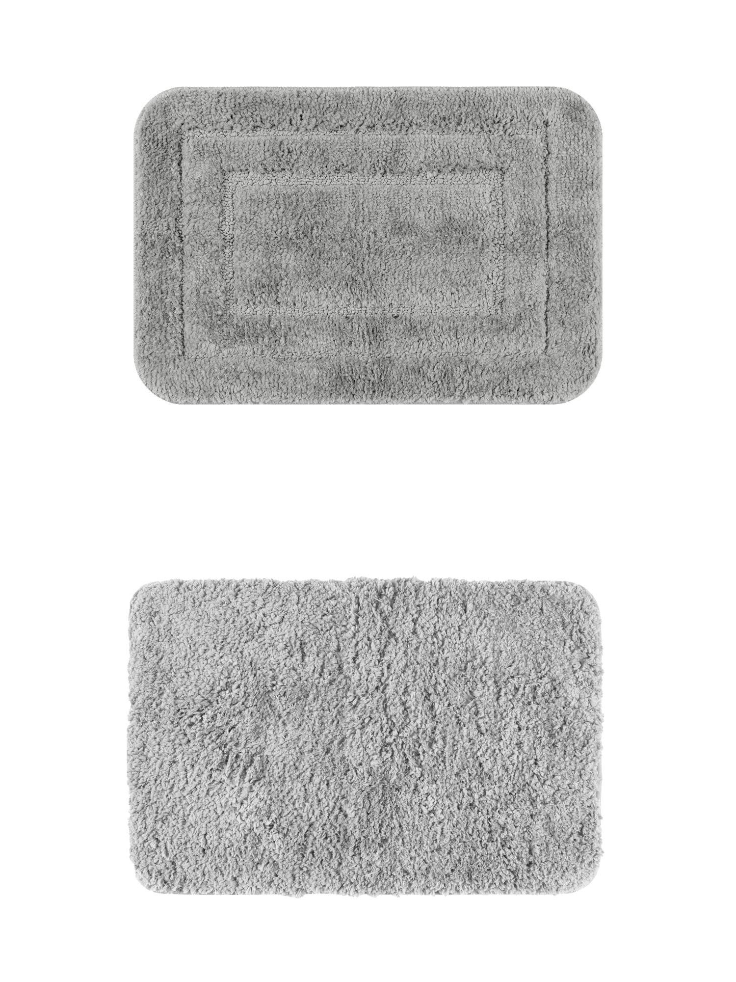 Unique Bargains 2 Pcs Non-Slip Soft Quick Dry Bath Rugs Grey/Dark Gray 20" x 32"