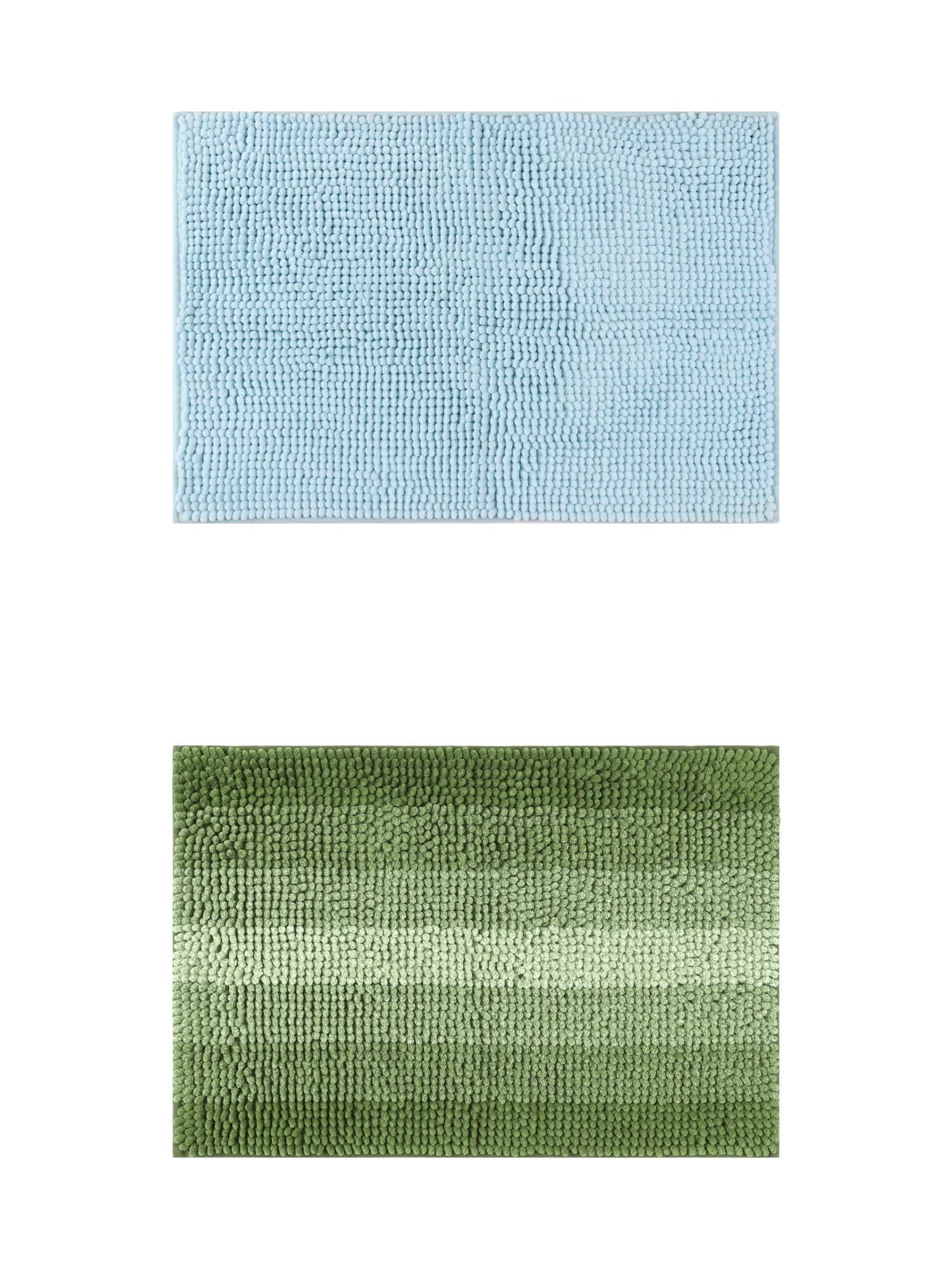 Unique Bargains 2 Pcs Plush Fluffy Extra Thick Mat Blue/Green 20" x 32"