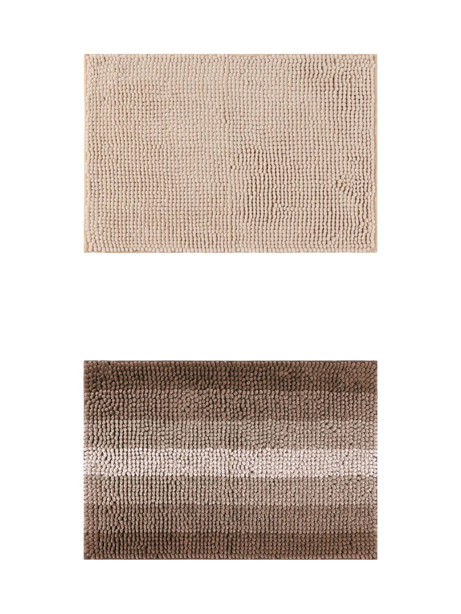 Unique Bargains 2 Pcs Plush Fluffy Extra Thick Mat Khaki/Coffee 20" x 32"