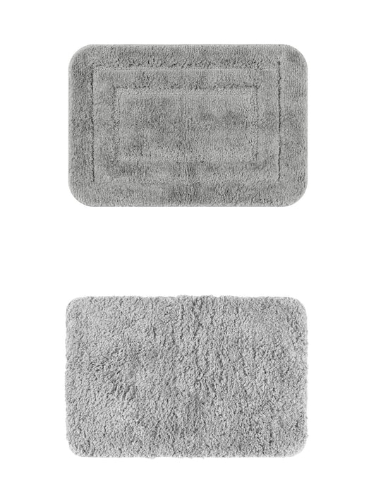 Unique Bargains 2 Pcs Plush Gradient Bath Rugs Grey/Dark Gray 16" x 24"