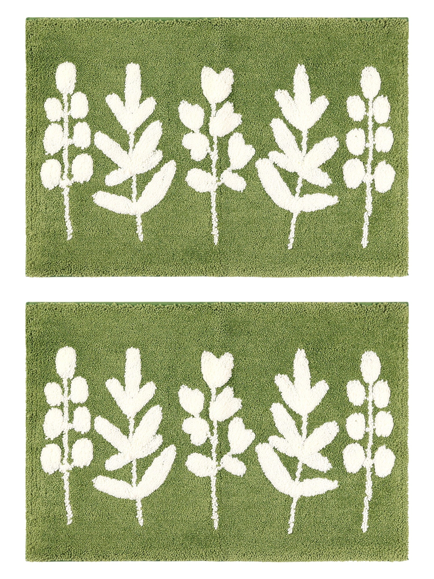 Unique Bargains 2 Pcs Printing Non-Slip Bathroom Mats Soft Plush Fluffy Bath Rugs Leaves-2 20" x 32"