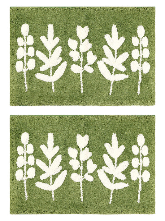 Unique Bargains 2 Pcs Printing Non-Slip Bathroom Mats Soft Plush Fluffy Bath Rugs Leaves-2 20" x 32"