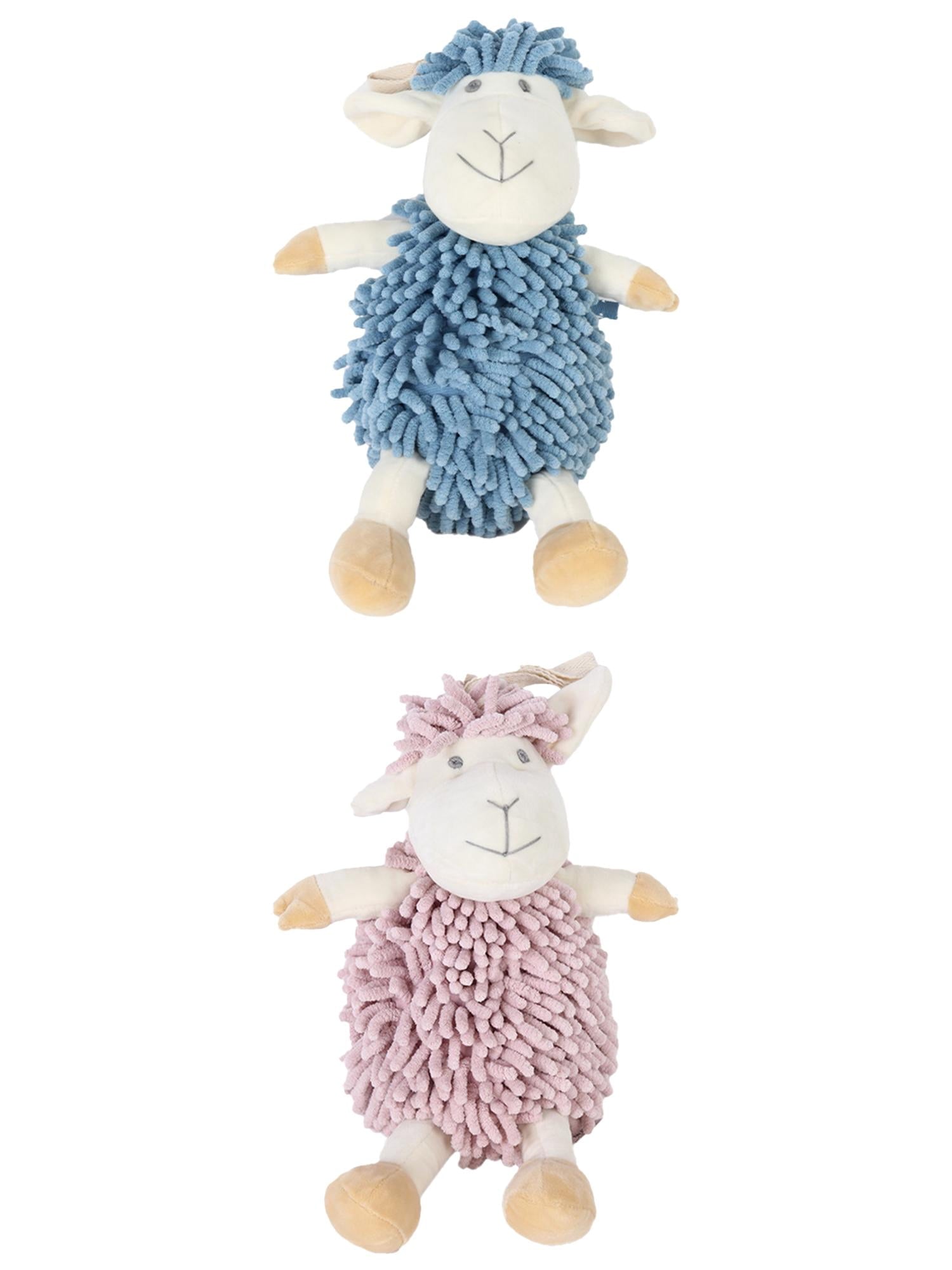 Unique Bargains 2 Pcs Sheep Hand Towels 9" x 13" Blue/Pink