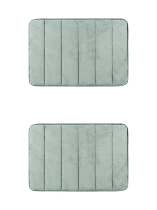Unique Bargains 2 Pcs Soft Thick Absorbent Quick Dry Bathroom Bath Rugs Non Slip Grey 16" x 24"
