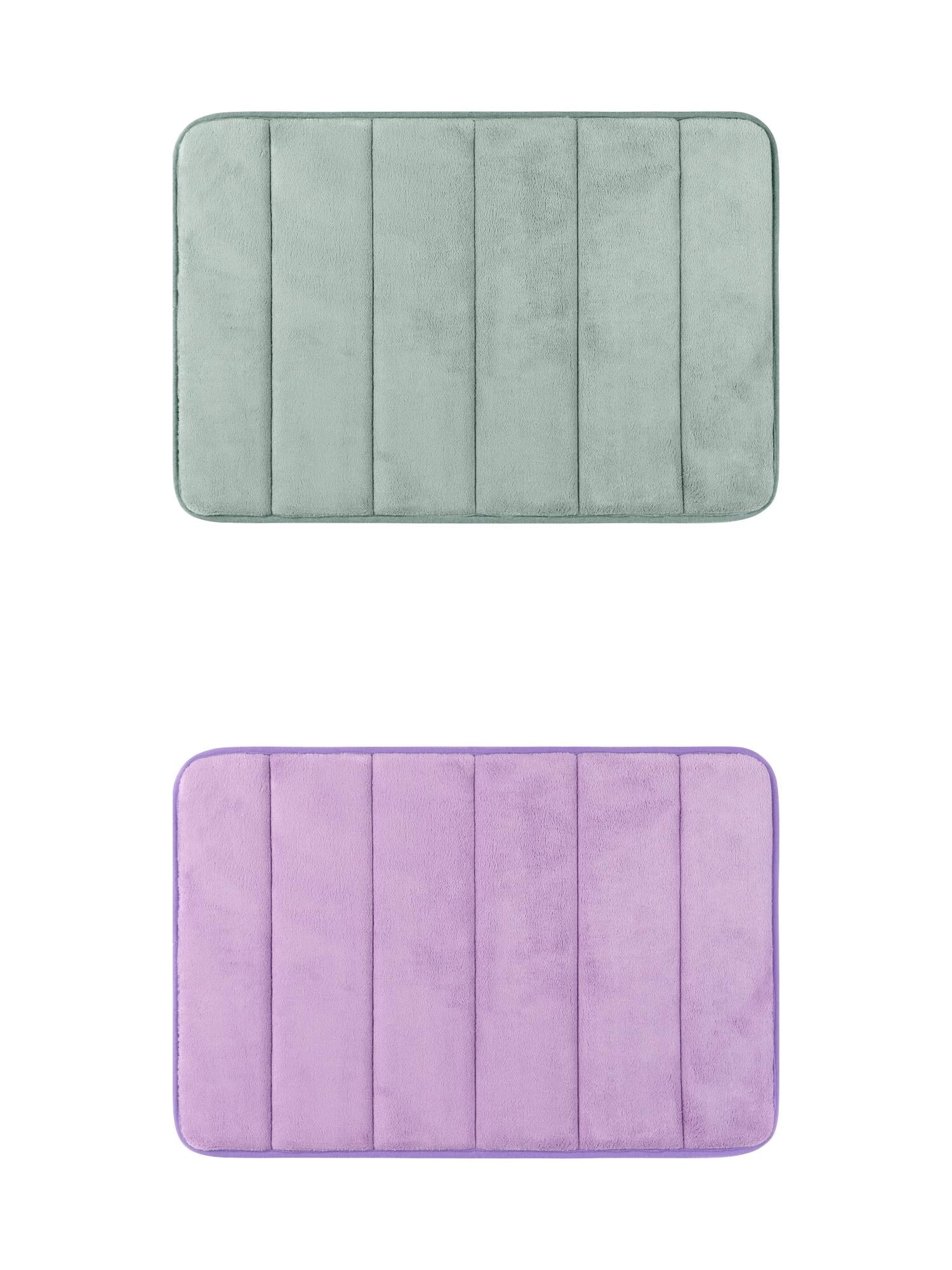 Unique Bargains 2 Pcs Soft Thick Absorbent Quick Dry Bathroom Bath Rugs Non Slip Grey/Purple 16" x 24"