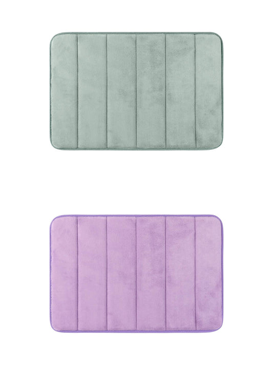 Unique Bargains 2 Pcs Soft Thick Absorbent Quick Dry Bathroom Bath Rugs Non Slip Grey/Purple 16" x 24"