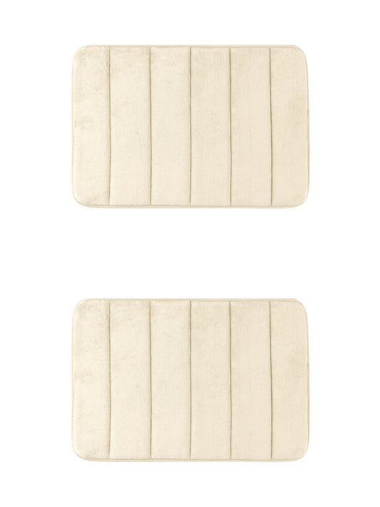 Unique Bargains 2 Pcs Soft Thick Absorbent Quick Dry Bathroom Bath Rugs Non Slip Khaki 16" x 24"
