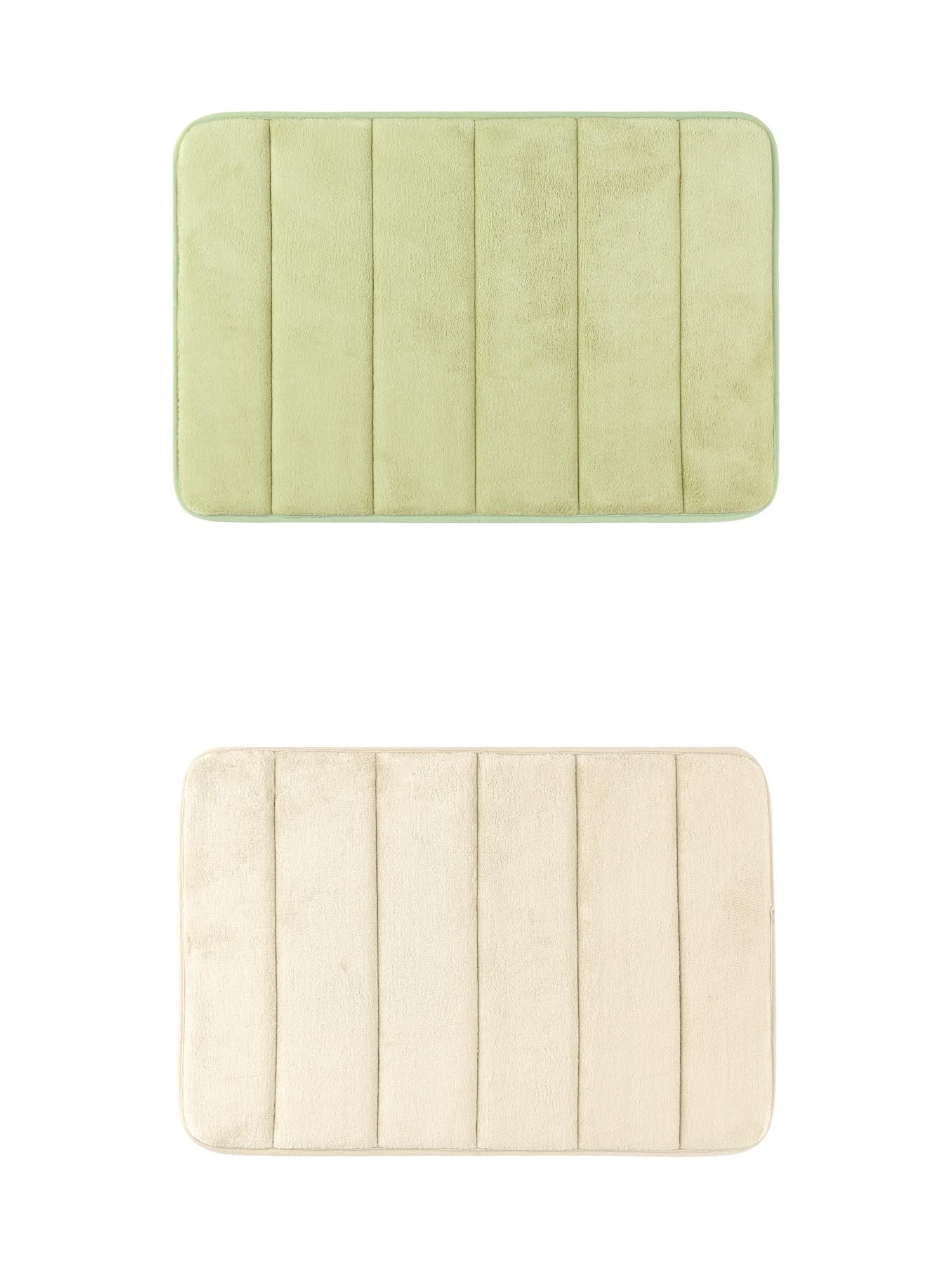 Unique Bargains 2 Pcs Soft Thick Absorbent Quick Dry Bathroom Bath Rugs Non Slip Khaki/Green 16" x 24"