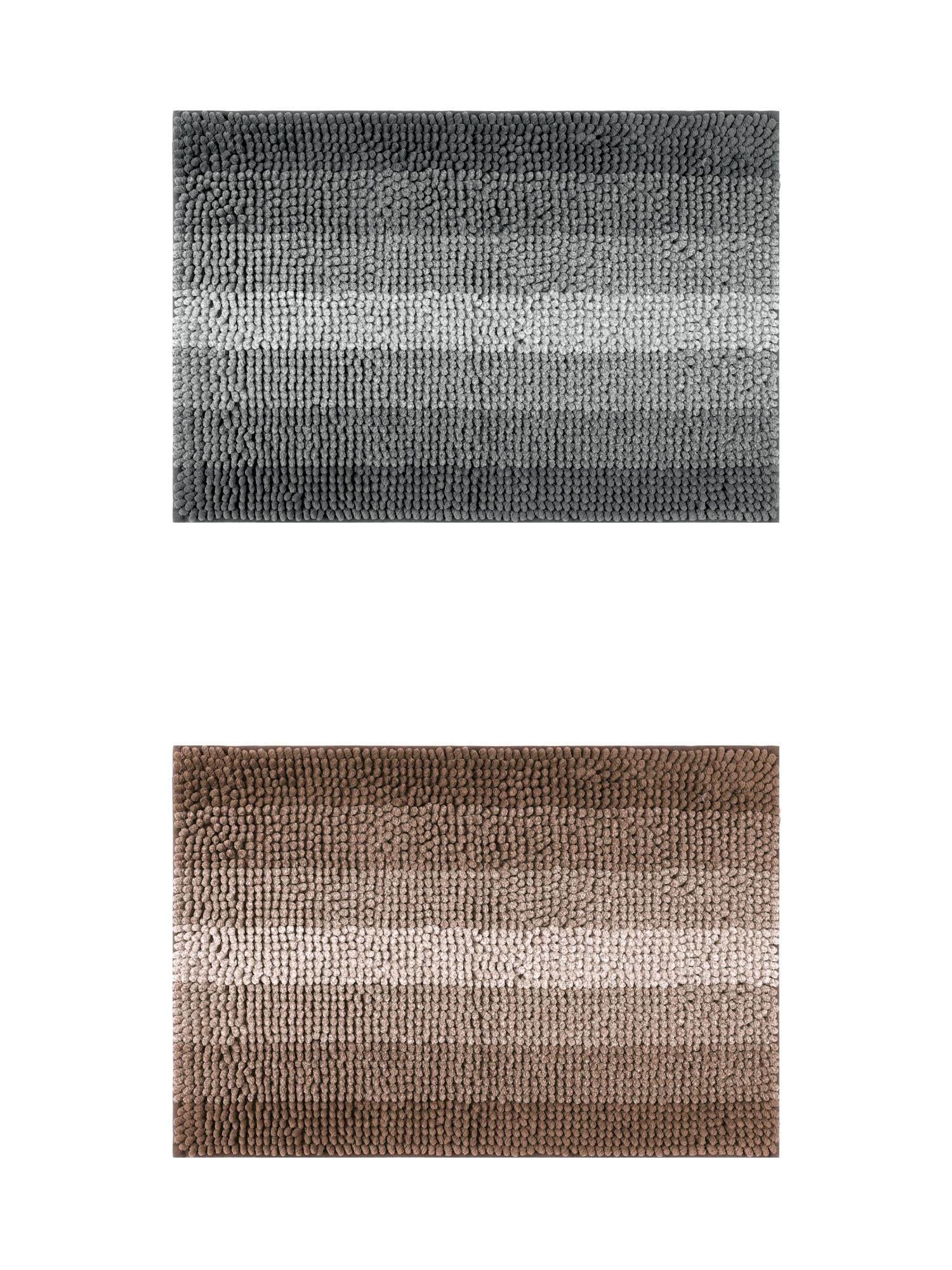 Unique Bargains 2 Pcs Striped Mats Non-Slip Bath Carpet Coffee/Black 16" x 24"
