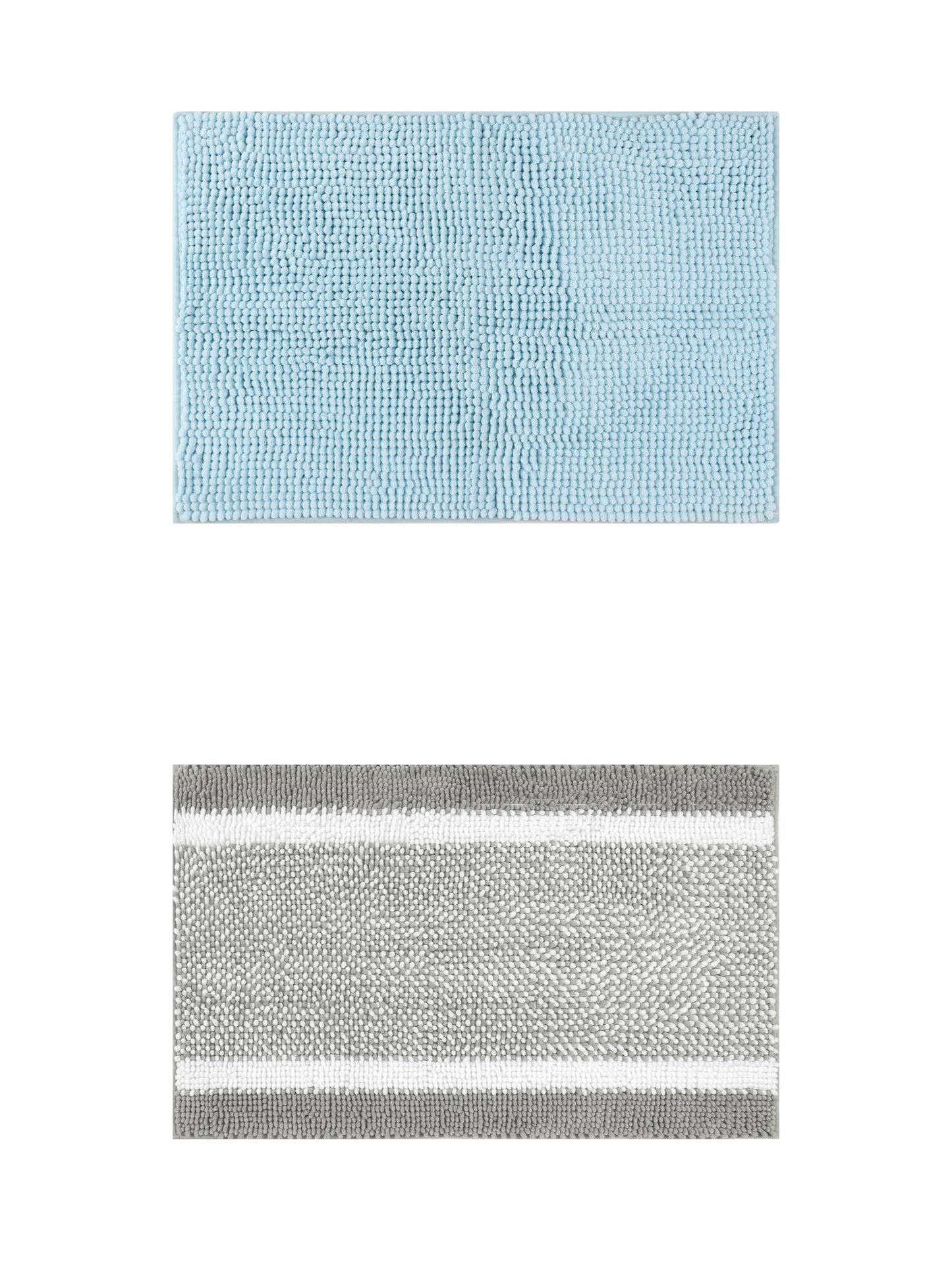 Unique Bargains 2 Pcs Room Rug Mat Plush Shaggy Carpet Blue/Grey 16" x 24"