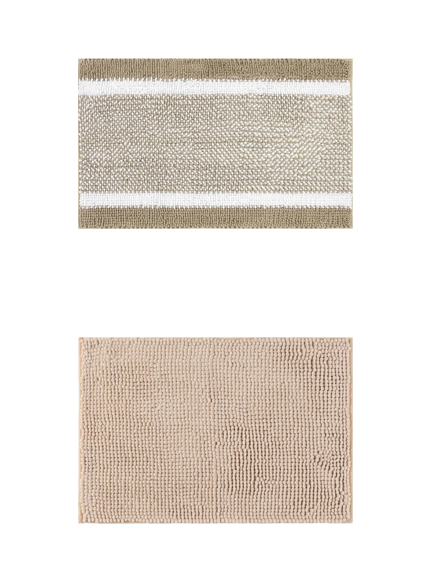 Unique Bargains 2 Pcs Room Rug Mat Plush Shaggy Carpet Khaki 20" x 32"