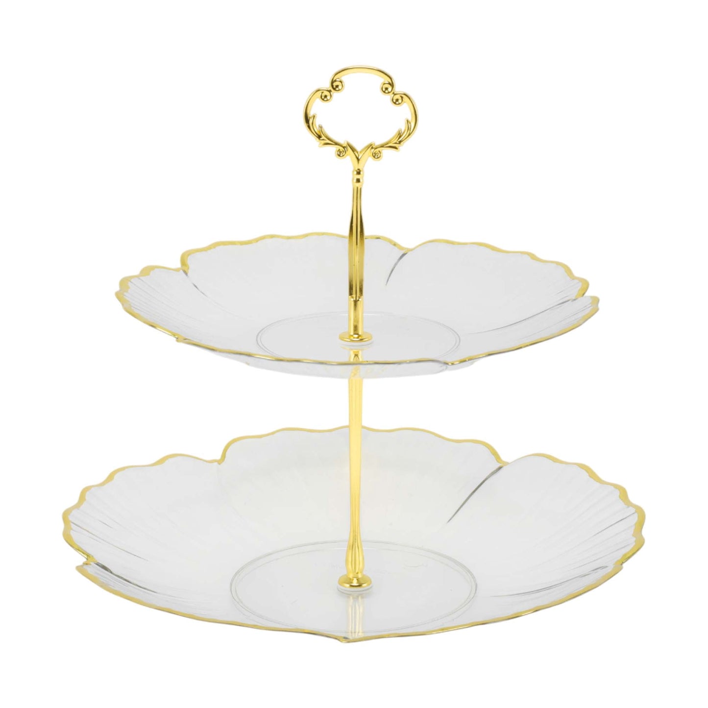 Unique Bargains 2 Tier Dessert Cupcake Stand Holder with Five Petals Design Clear