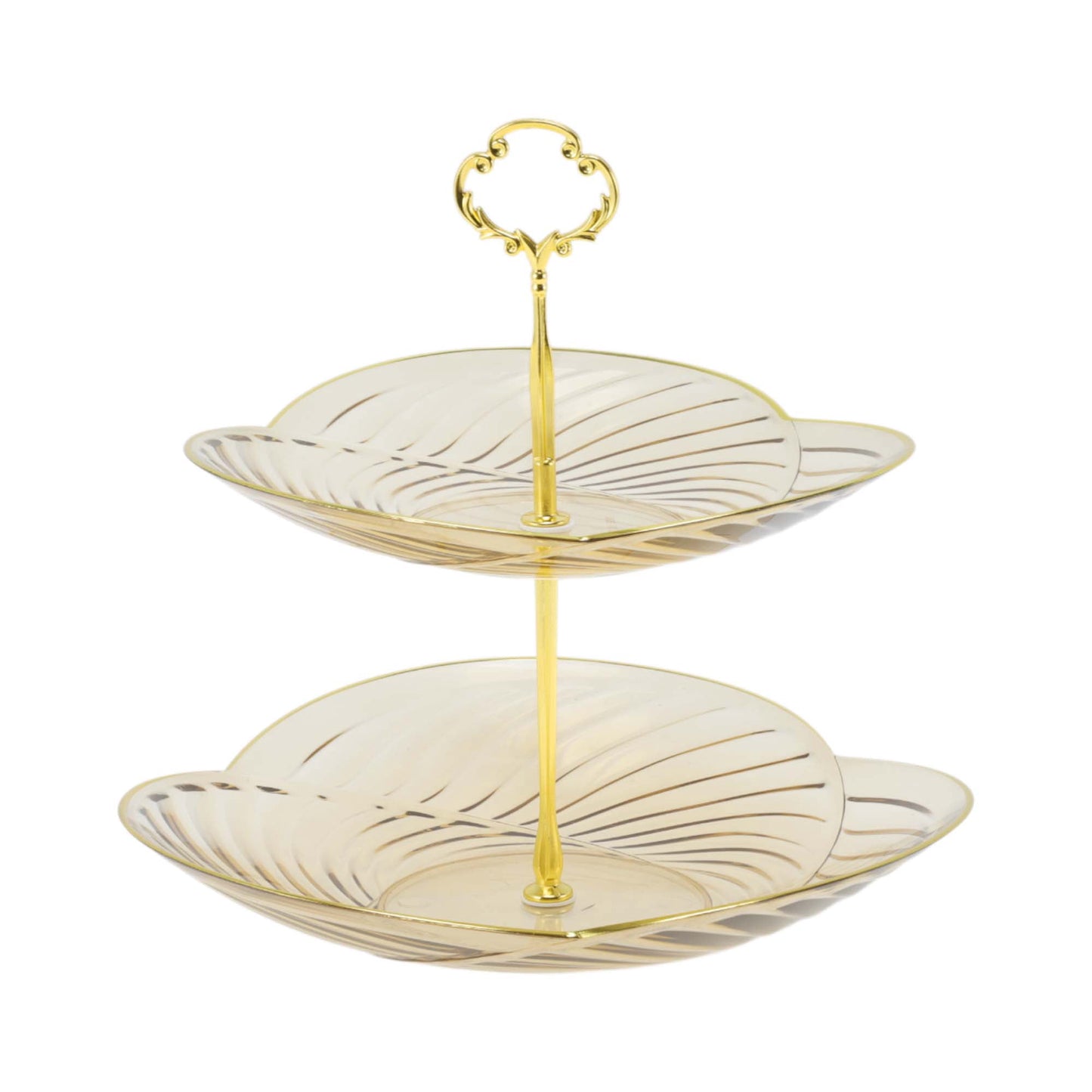 Unique Bargains 2 Tier Dessert Cupcake Stand Holder with Tiered Tray Brown