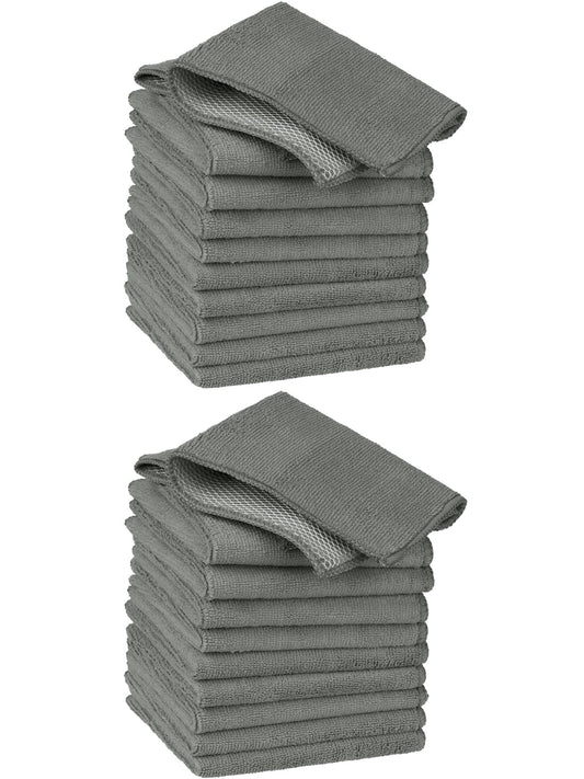 Unique Bargains 20 Pcs Kitchen Dishcloth Set Quick Dry Dish Cloths Grey 12" x 12"