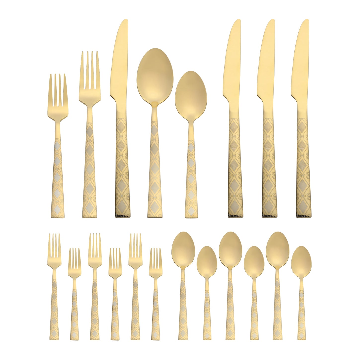Unique Bargains 20 Piece Stainless Steel Flatware Set for 4 Vintage Cutlery Gold
