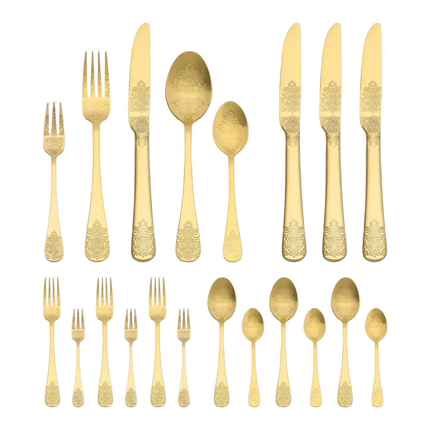 Unique Bargains 20 Pieces Stainless Steel Flatware Set for 4 Gold