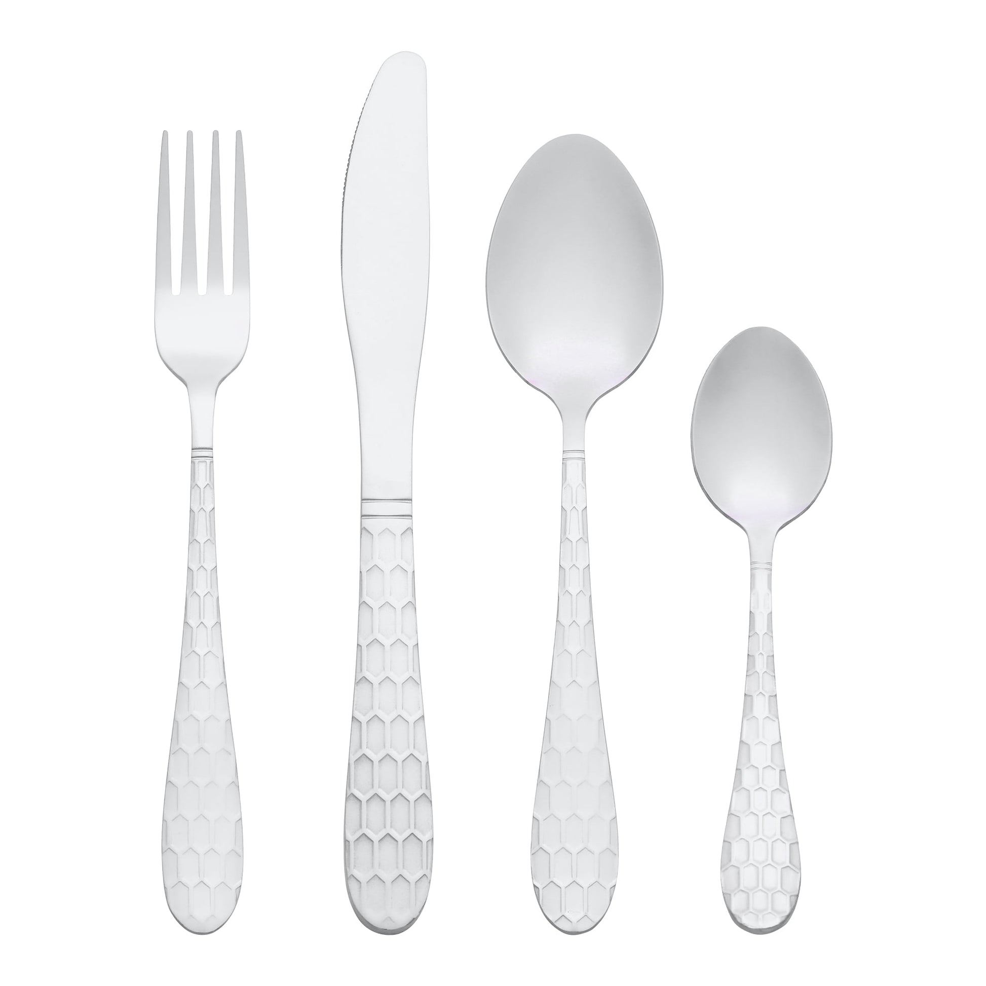 Unique Bargains 24 Pcs Stainless Steel Flatware Set Mirror Polished Cutlery Silver